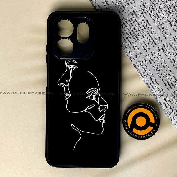 Infinix Hot 50i /  Smart 9/ Smart 9 HD - Girls Line Art Design 5  - Premium Metal Printed soft Bumper shock Proof Case CS-35924