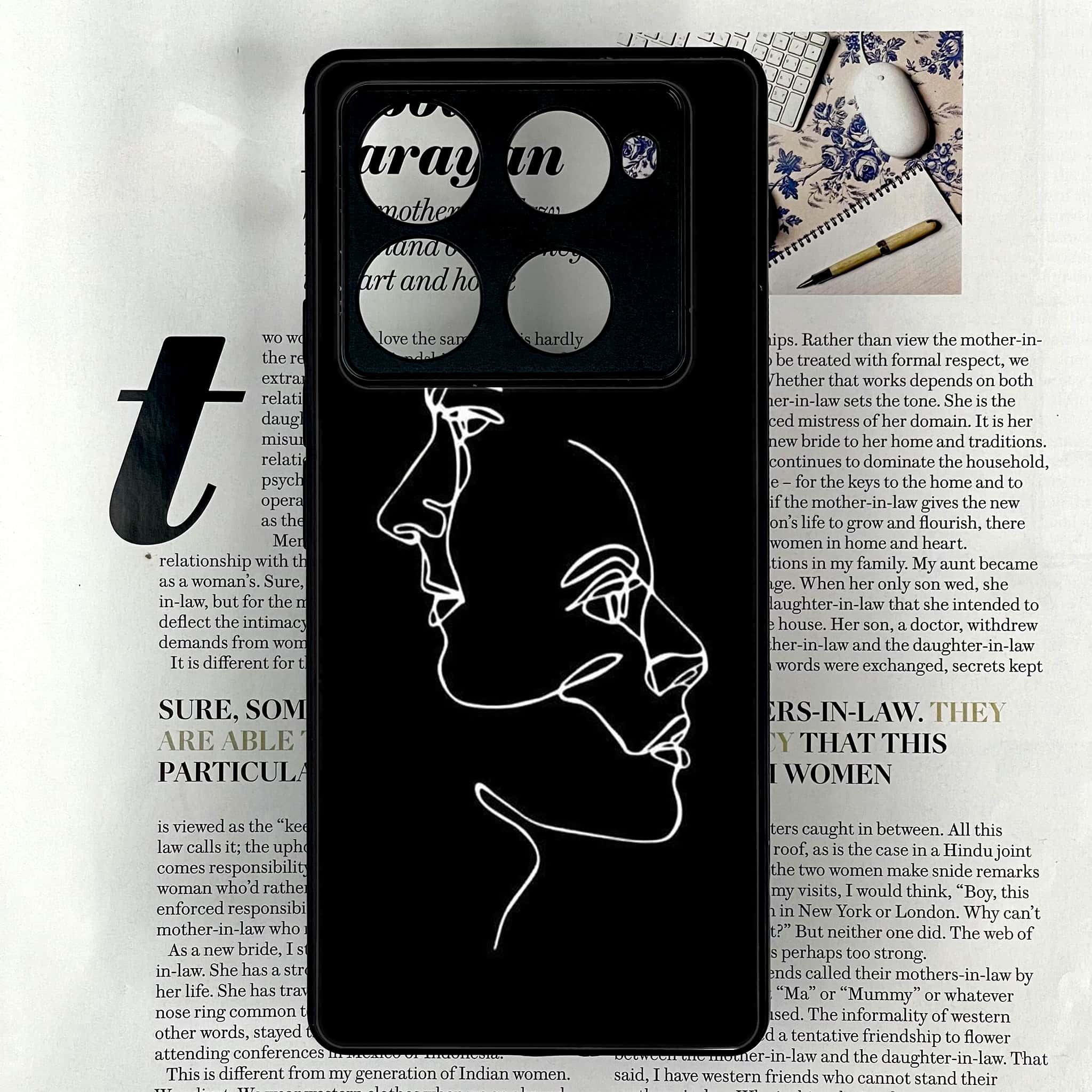 Infinix Note 40 Pro Plus - Girls Line Art Series - Premium Metal Printed soft Bumper shock Proof Case