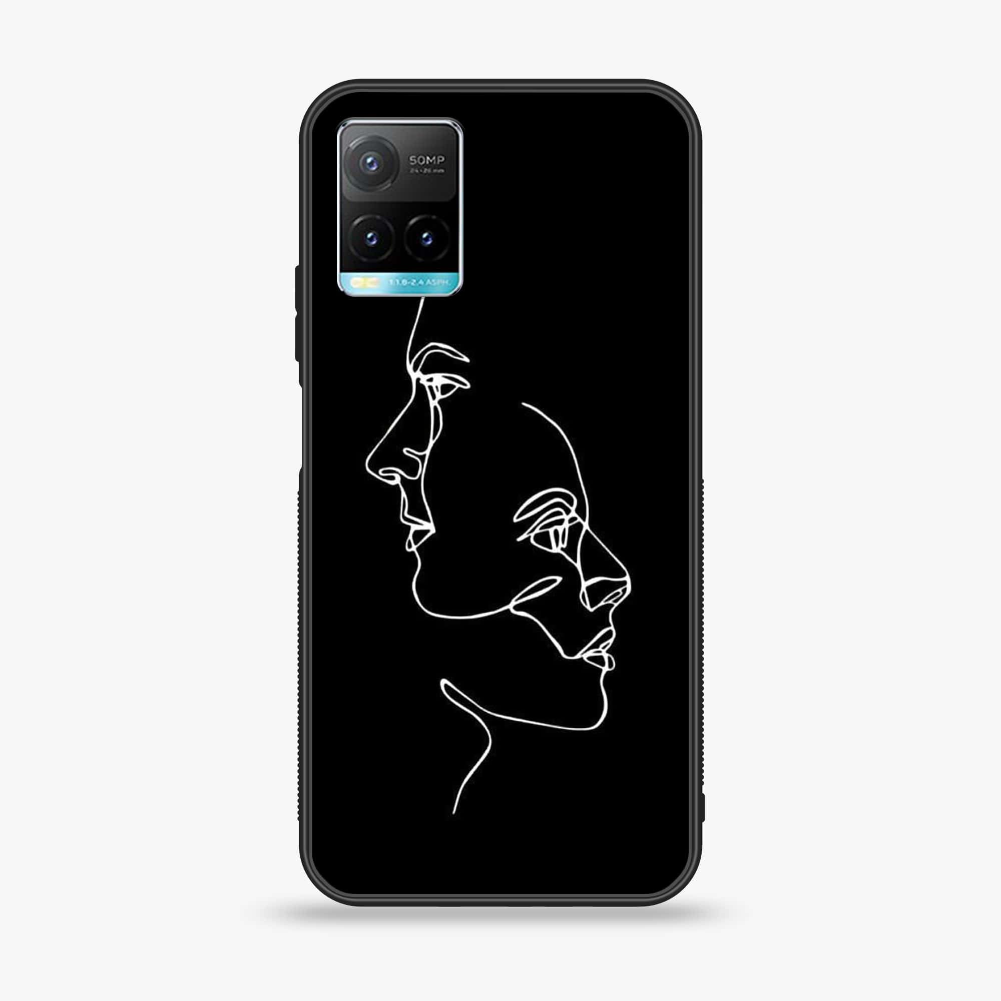 Vivo Y33T - Girl line Art Series - Premium Printed Glass soft Bumper shock Proof Case