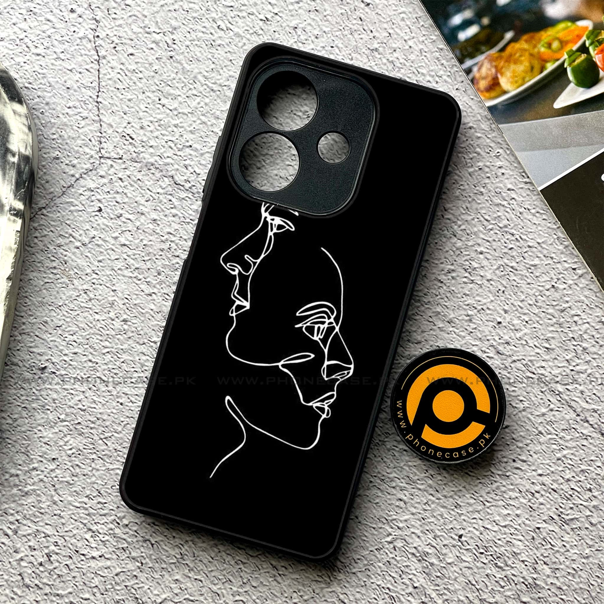 Oppo A5i - Girls Line Art Series - Premium Metal Printed soft Bumper shock Proof Case