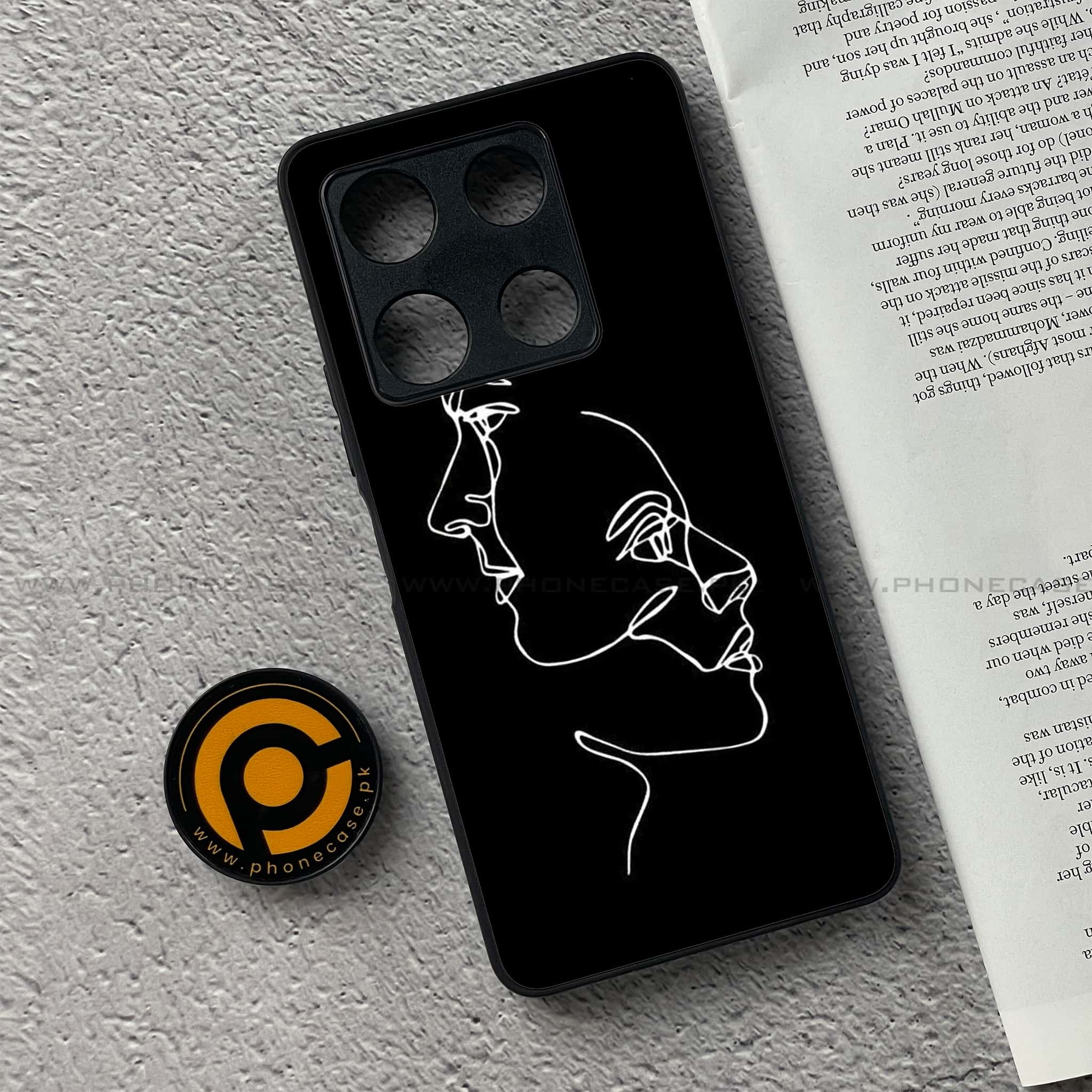Infinix Note 30 Pro - Girls Line Art Series - Premium Metal Printed soft Bumper shock Proof Case