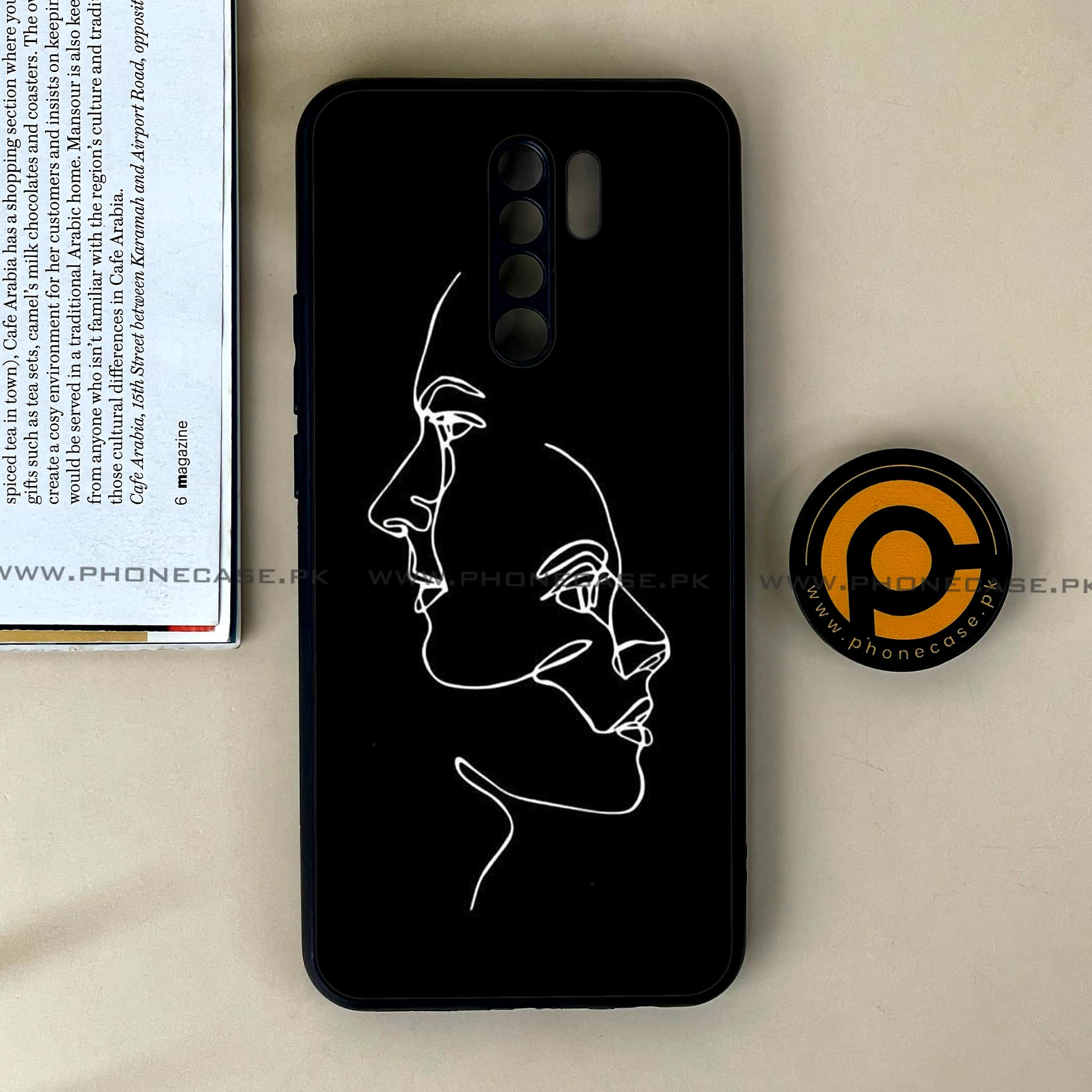 Xiaomi Redmi 9 - Girls Line Art Series - Premium Printed Glass soft Bumper shock Proof Case