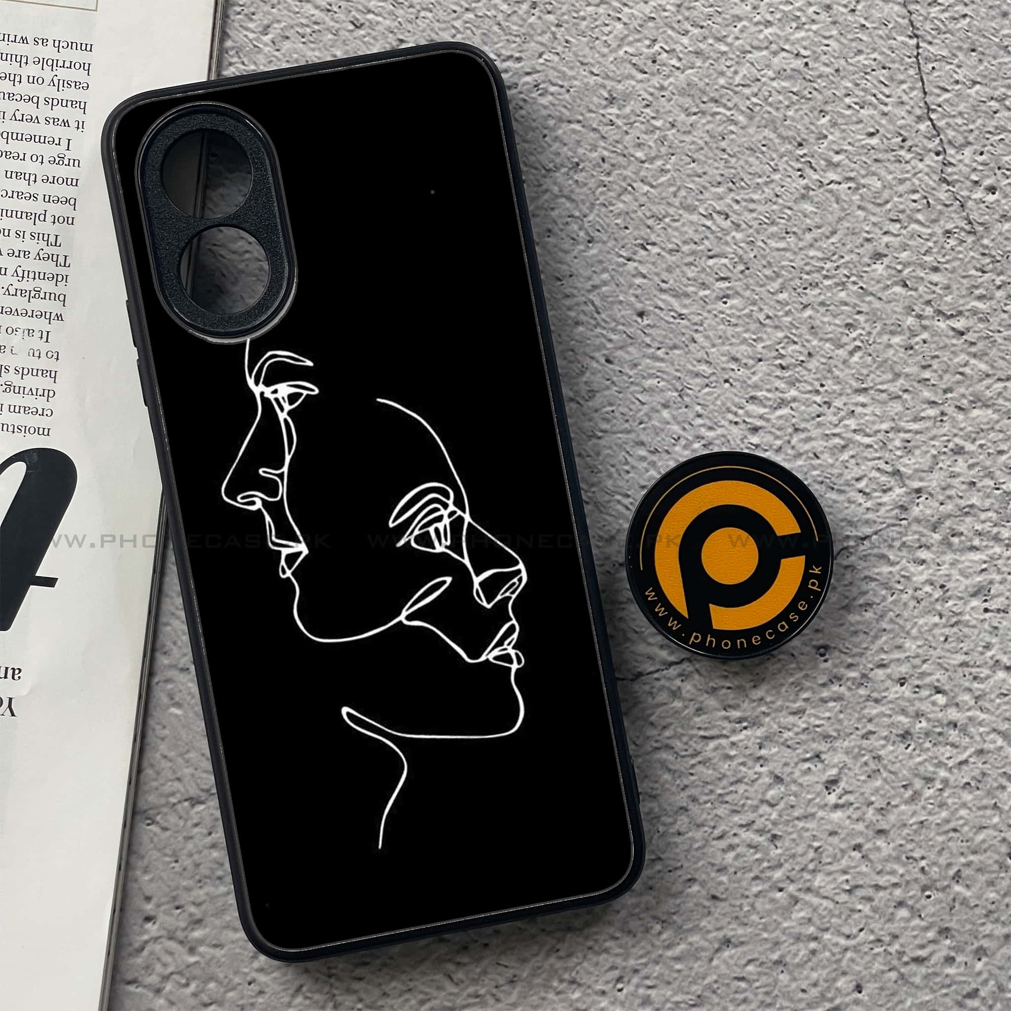 Oppo A18 4G - Girls Line Art Series - Premium Printed Glass soft Bumper shock Proof Case