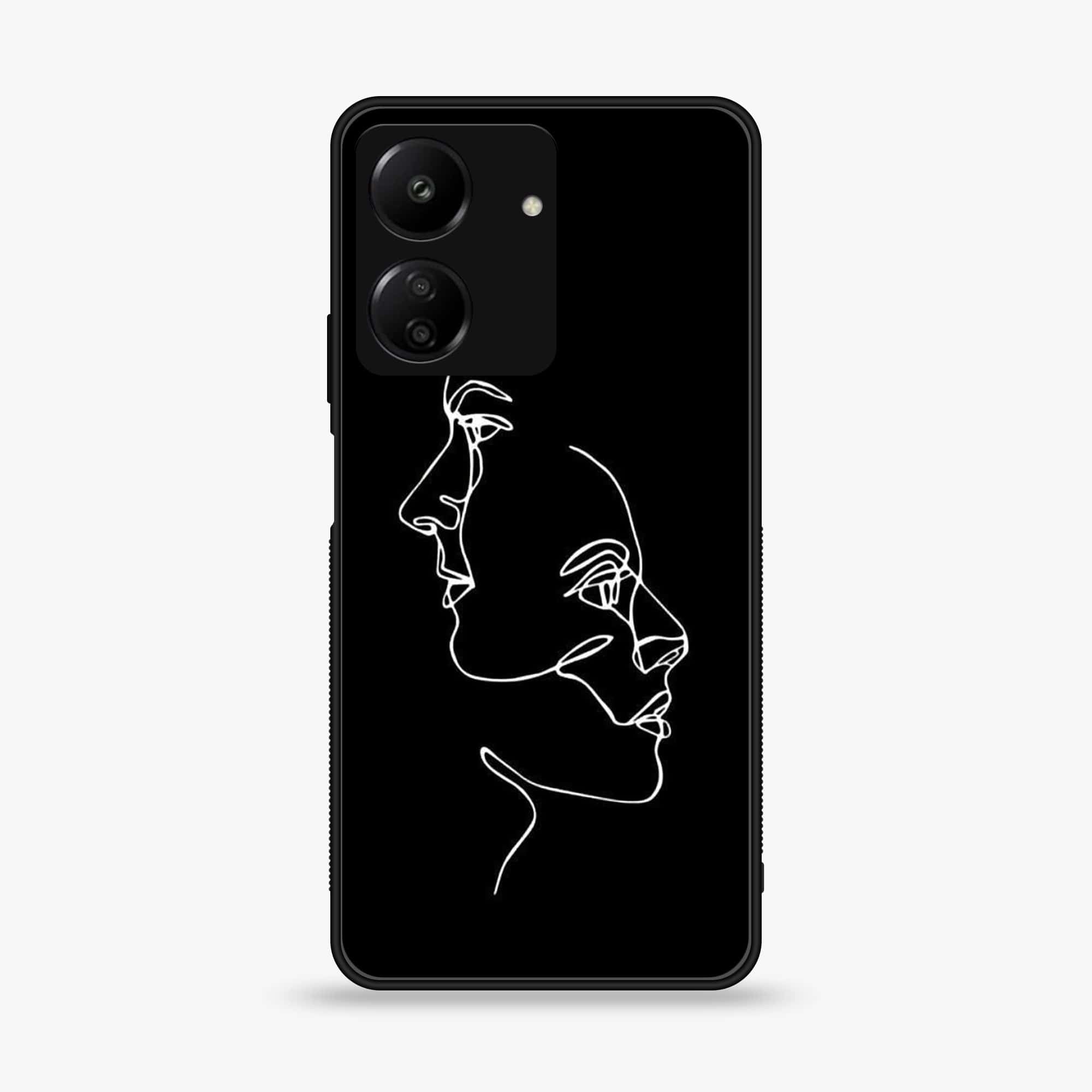 Xiaomi Poco C65 - Girls Line Art Series - Premium Printed Glass soft Bumper shock Proof Case