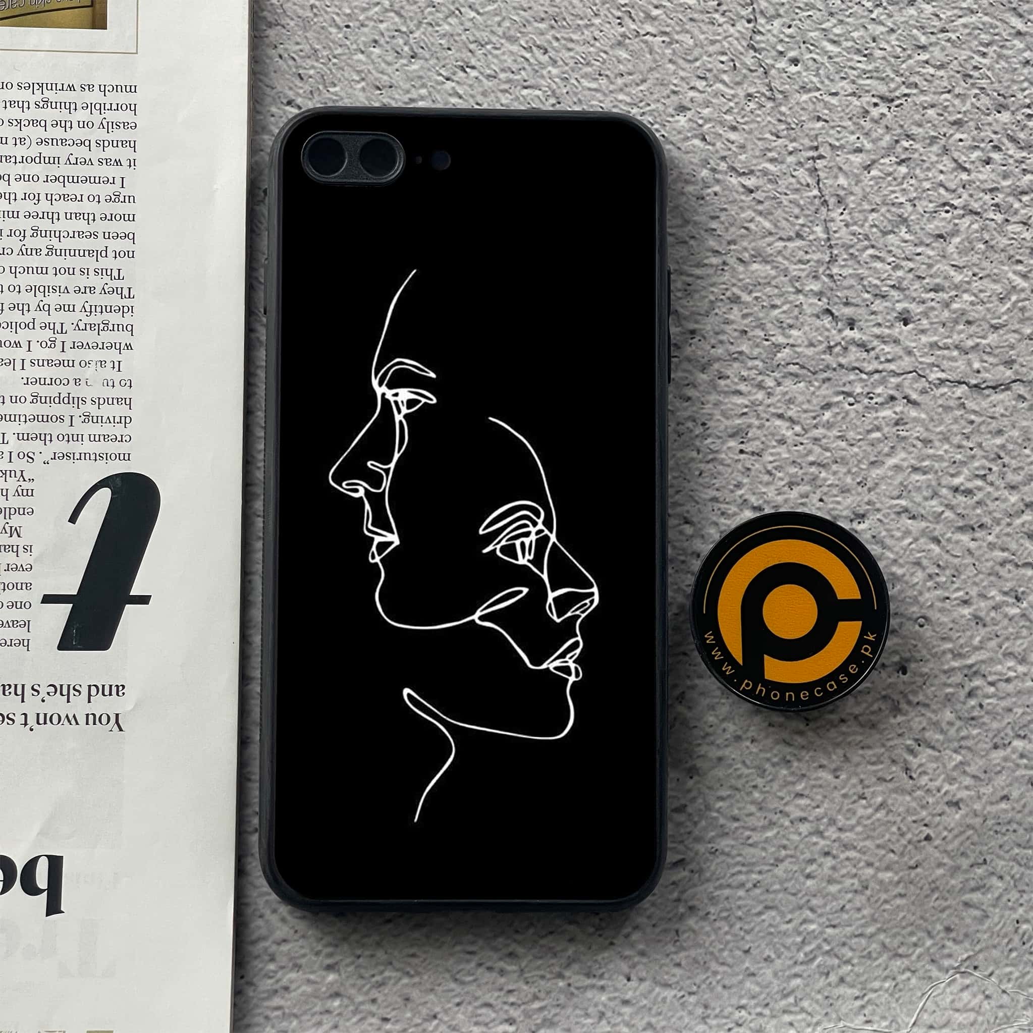 iPhone 7Plus  - Girl Line Art Series - Premium Printed Glass soft Bumper shock Proof Case
