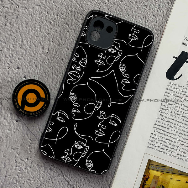 Samsung Galaxy A03 - Girls Line Art Design 6  - Premium Printed Glass soft Bumper shock Proof Case  CS-34285