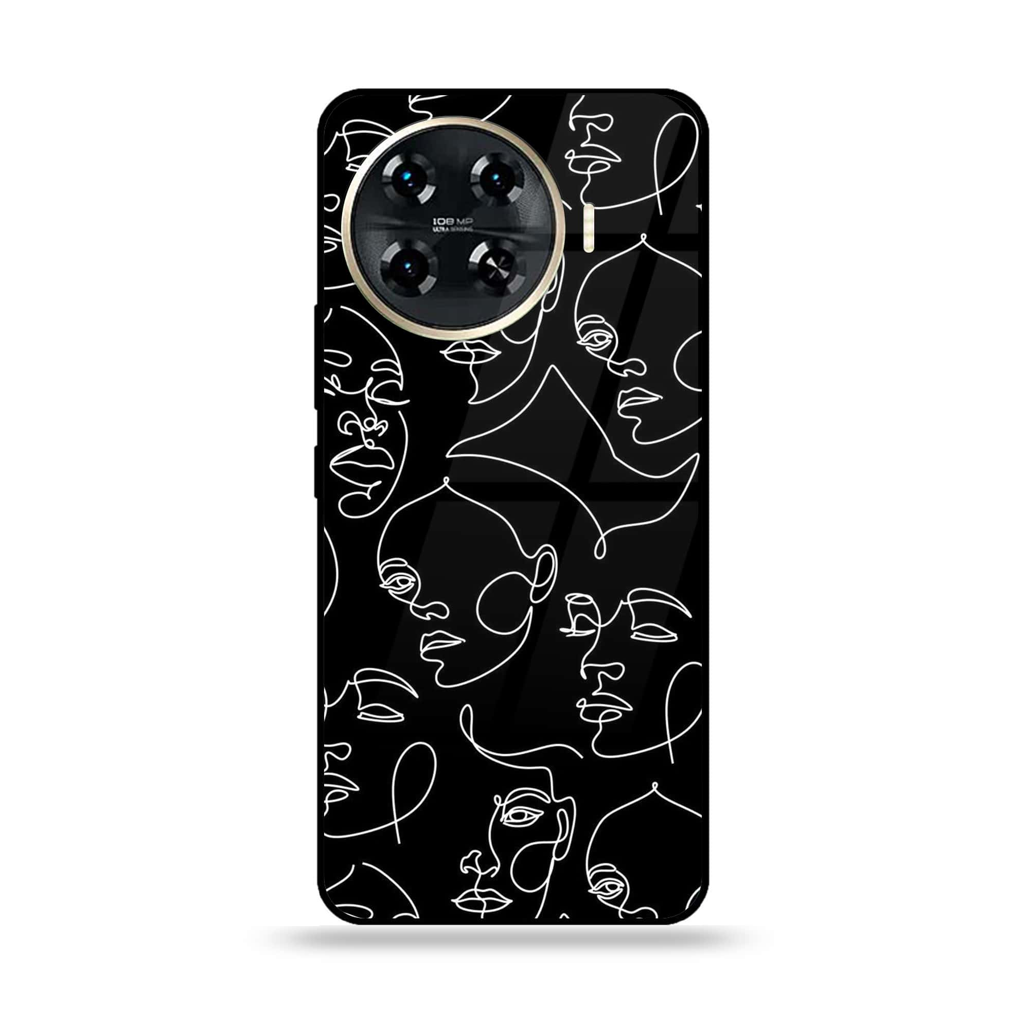 Tecno Spark 20 pro plus - Girls Line Art Series - Premium Printed Glass soft Bumper shock Proof Case