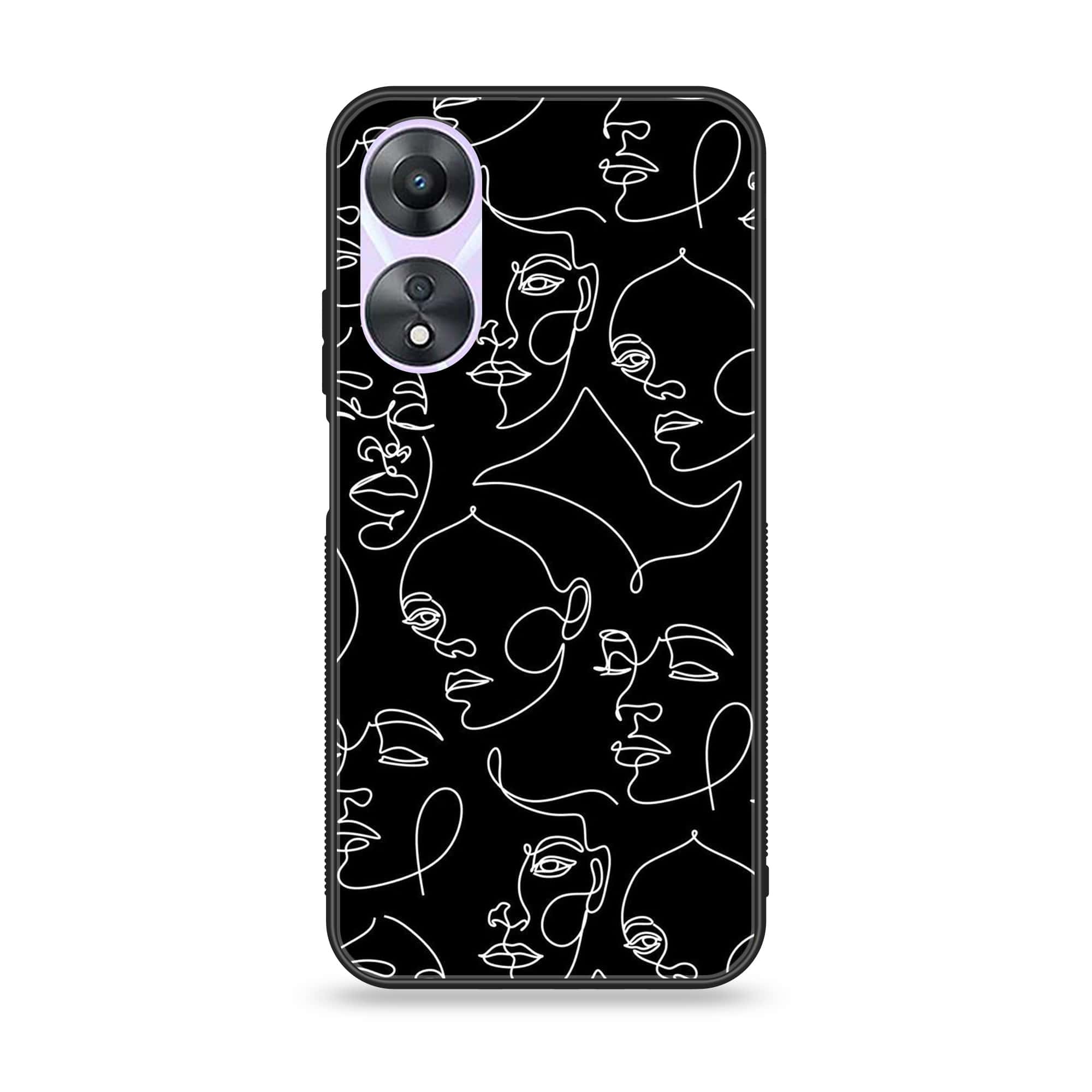 Oppo A78 4G - Girl Line Art  Series - Premium Printed Glass soft Bumper shock Proof Case