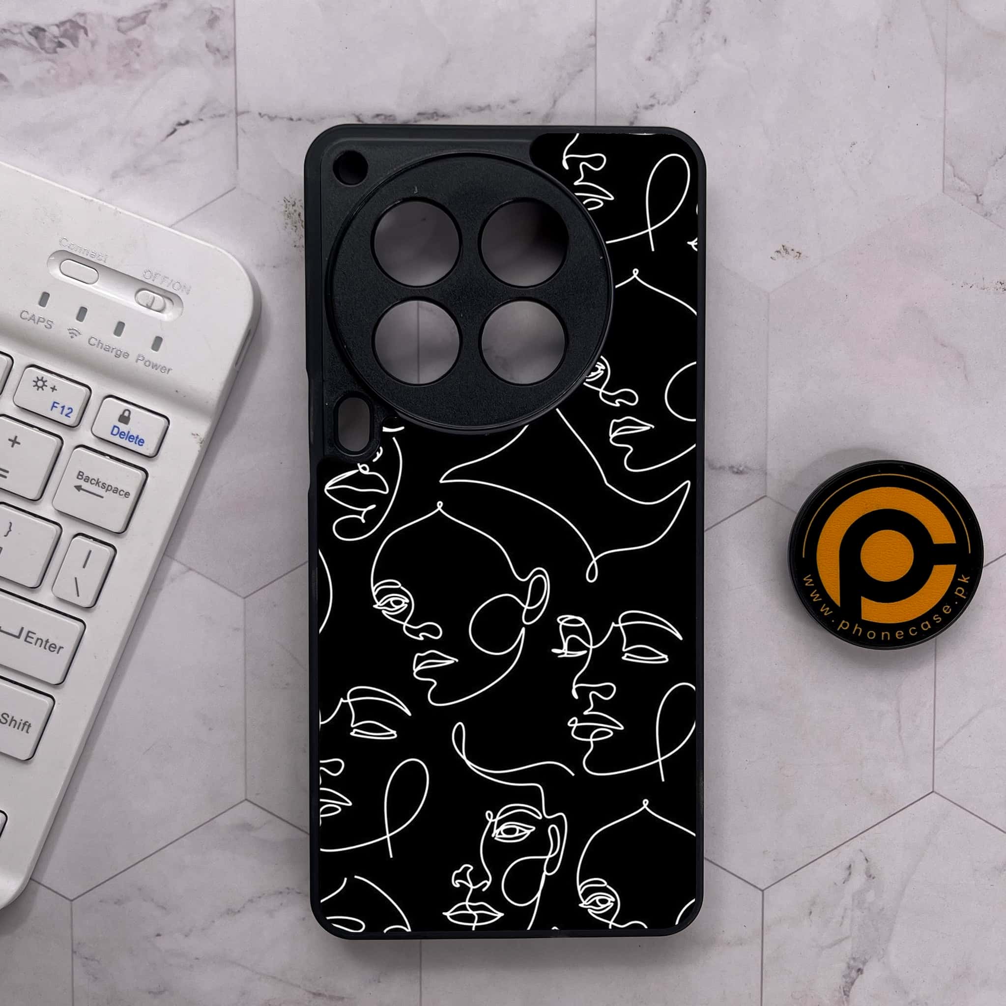 Tecno Camon 30 Premier - Girls Line Art Series - Premium Metal Printed soft Bumper shock Proof Case