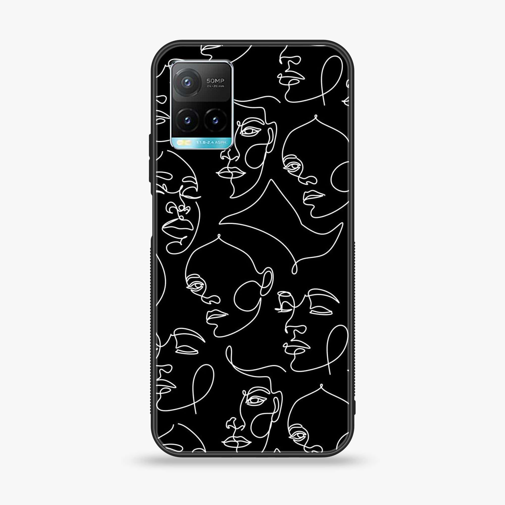 Vivo Y33T - Girl line Art Series - Premium Printed Glass soft Bumper shock Proof Case