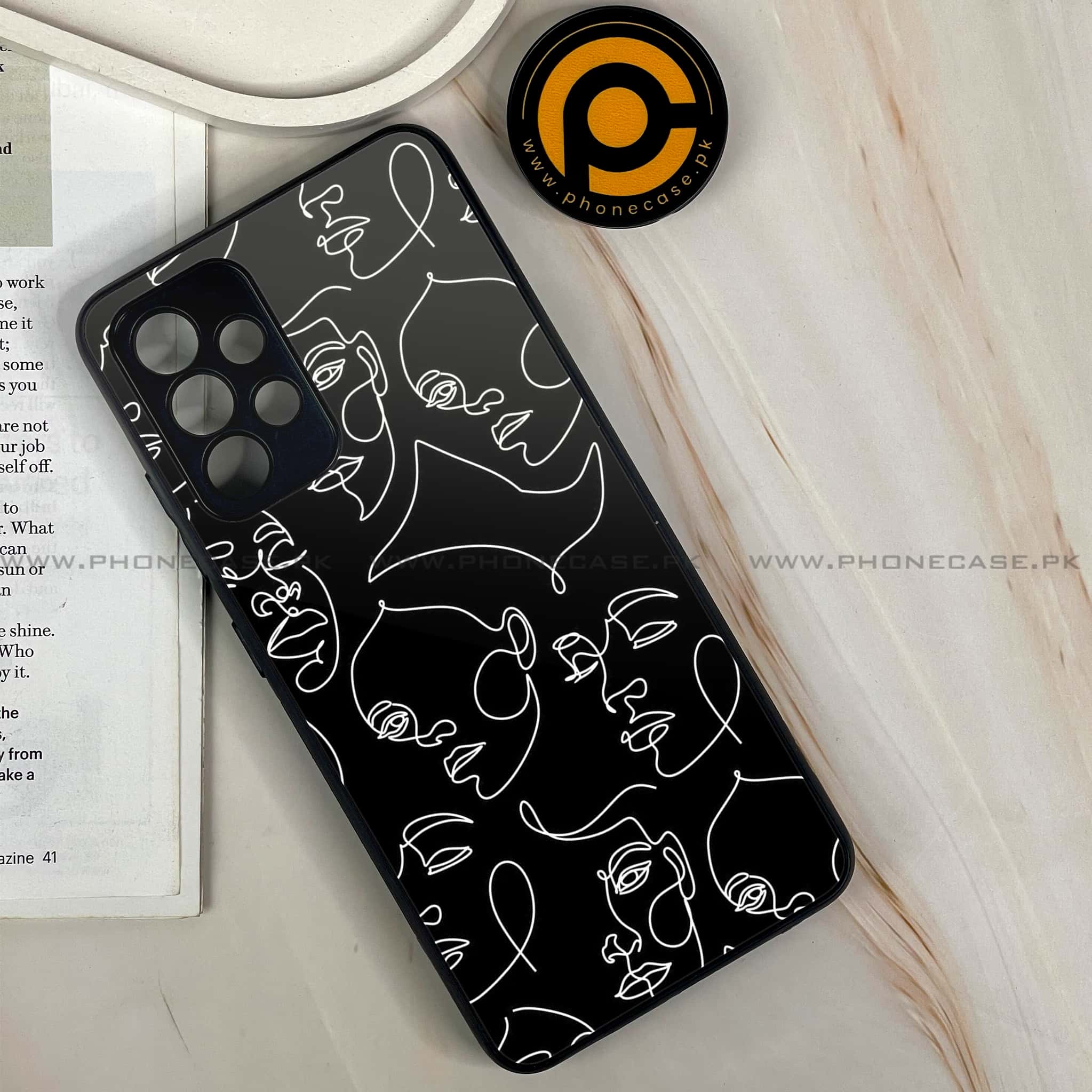 Samsung Galaxy A32 4G- Girls Line Art Series - Premium Printed Glass soft Bumper shock Proof Case