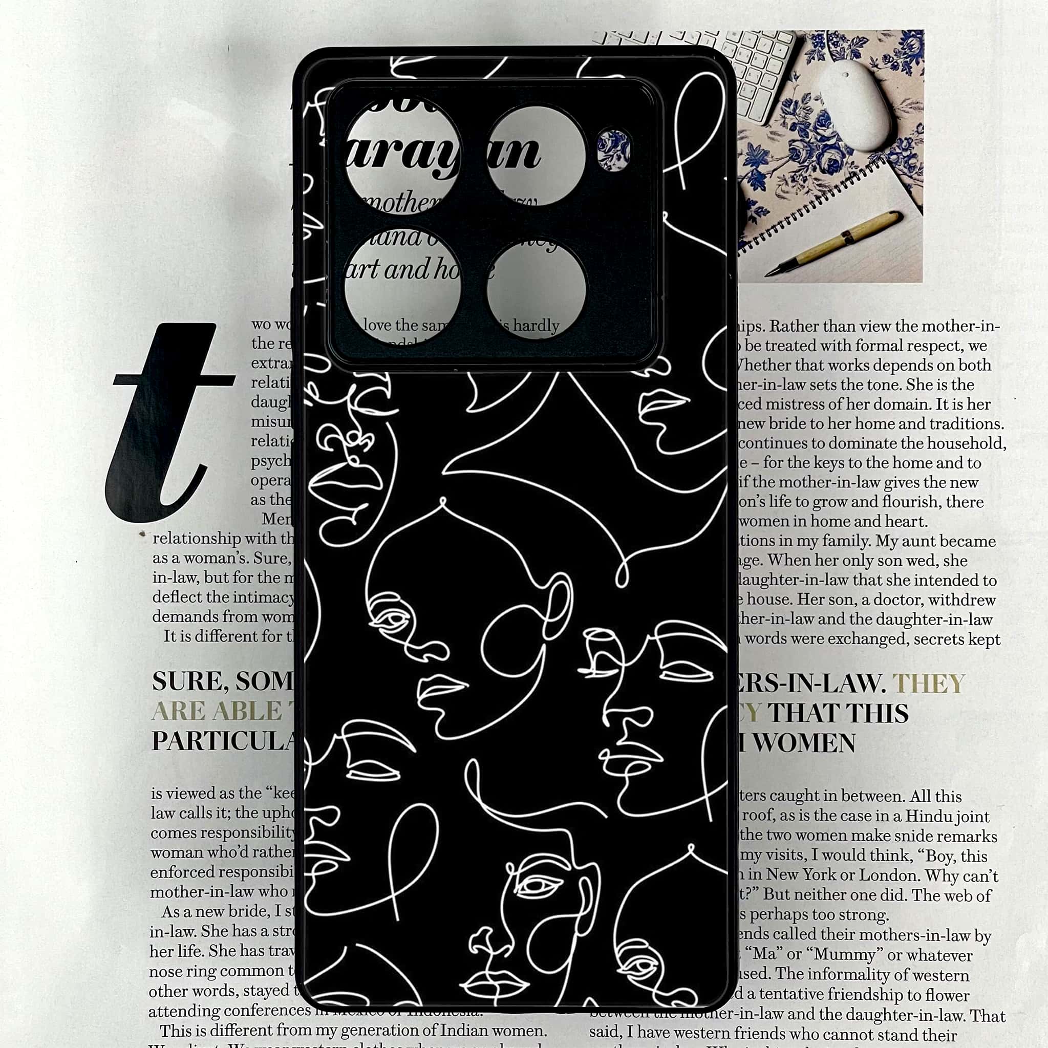 Infinix Note 40 Pro Plus - Girls Line Art Series - Premium Metal Printed soft Bumper shock Proof Case