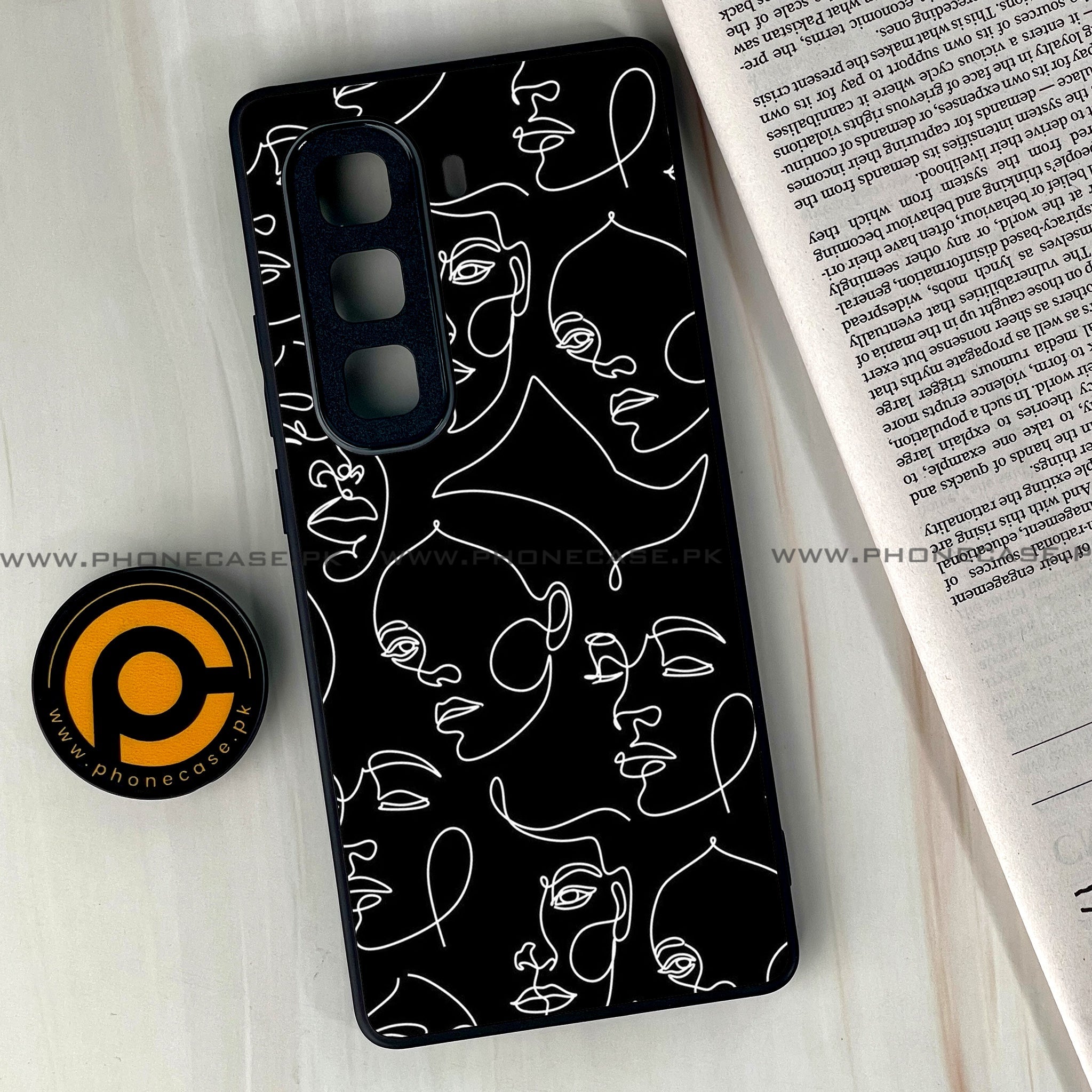 Infinix Hot 60 Pro Plus - Girls Line Art Series - Premium Metal Printed soft Bumper shock Proof Case