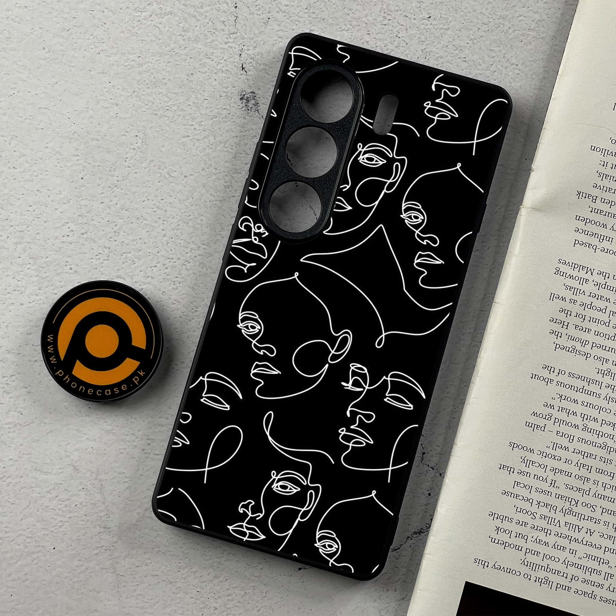 Tecno Camon 40 Pro - Girls Line Art Series - Premium Metal Printed Soft Bumper Shockproof Case