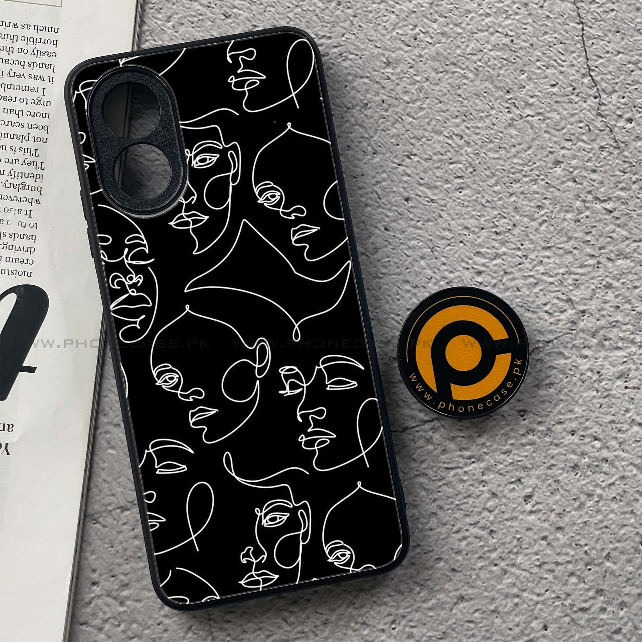 Oppo A18 4G - Girls Line Art Series - Premium Printed Glass soft Bumper shock Proof Case