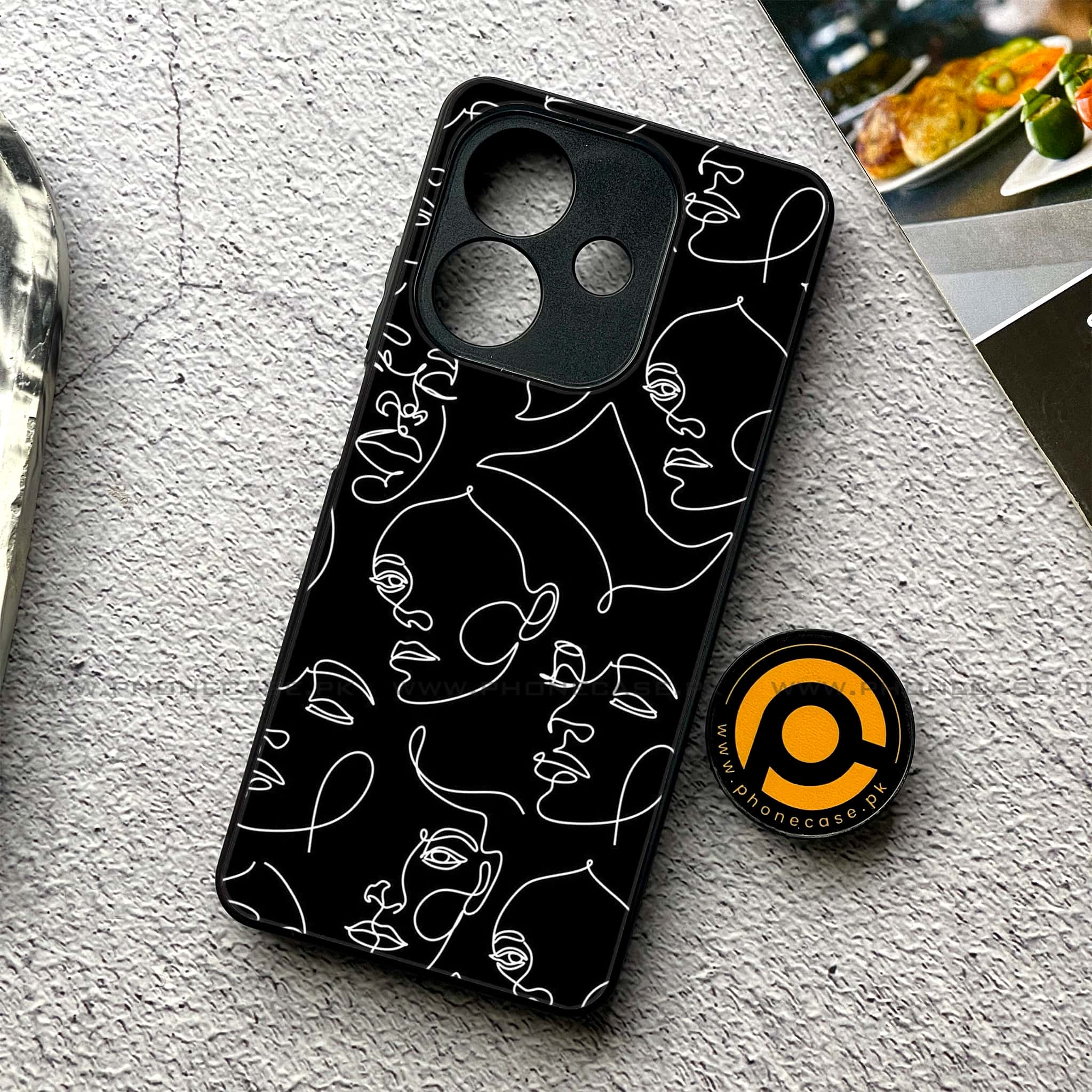 Oppo A5i - Girls Line Art Series - Premium Metal Printed soft Bumper shock Proof Case