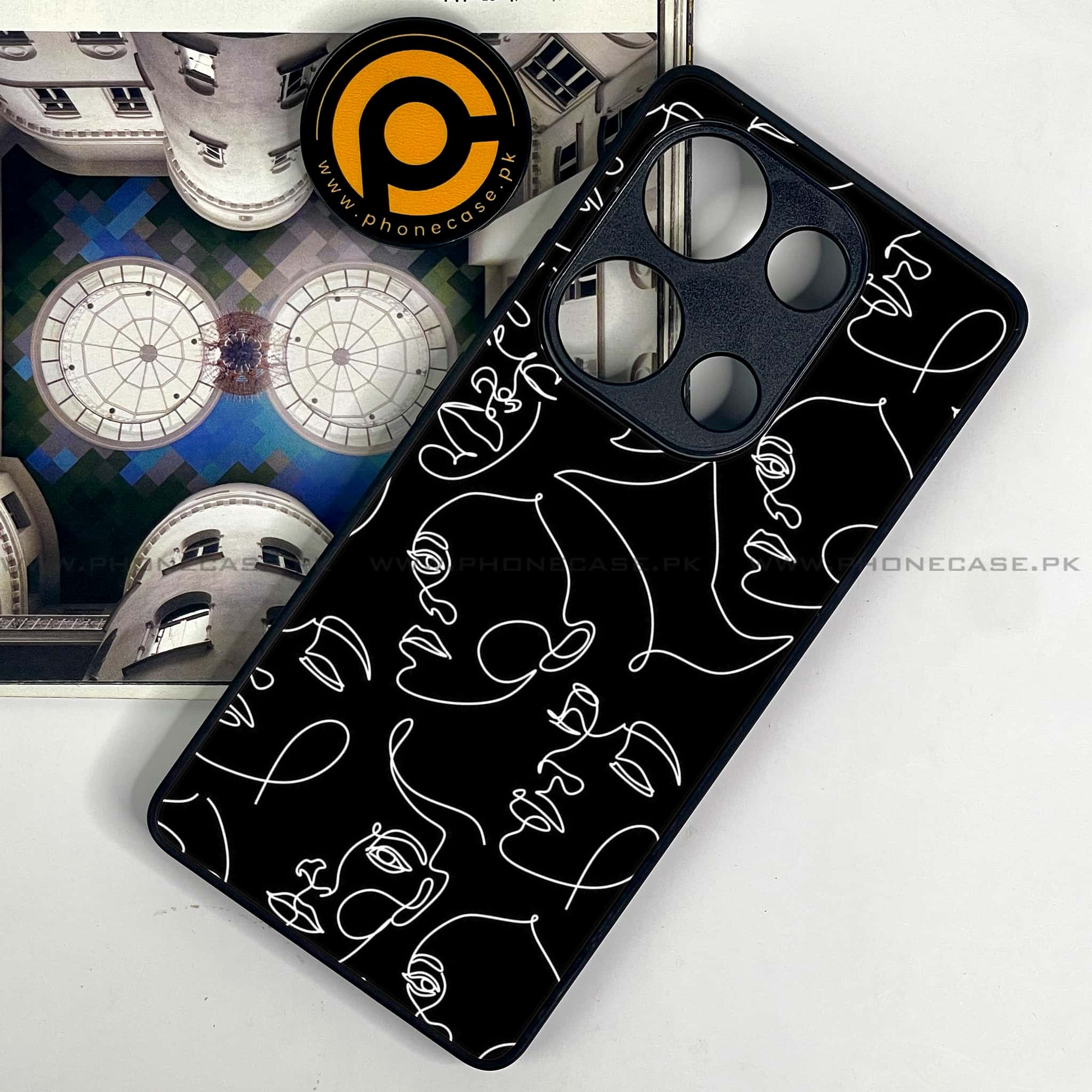Redmi Note 13 Pro 4G - Girls Line Art - Premium Metal Printed soft Bumper shock Proof Case
