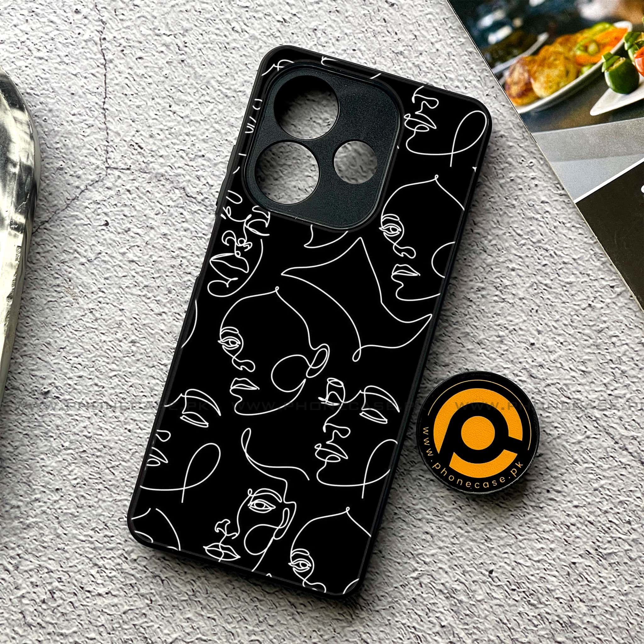 Oppo A5 Pro - Girls Line Art Series - Premium Metal Printed soft Bumper shock Proof Case