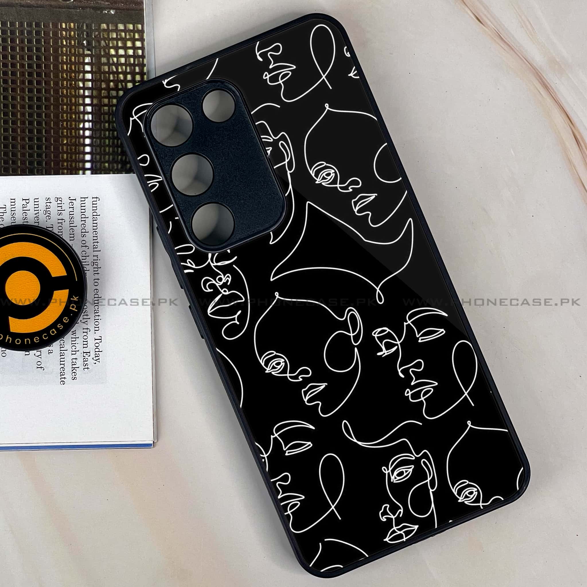 Vivo Y200e - Girls Line Art Series - Premium Metal Printed soft Bumper shock Proof Case