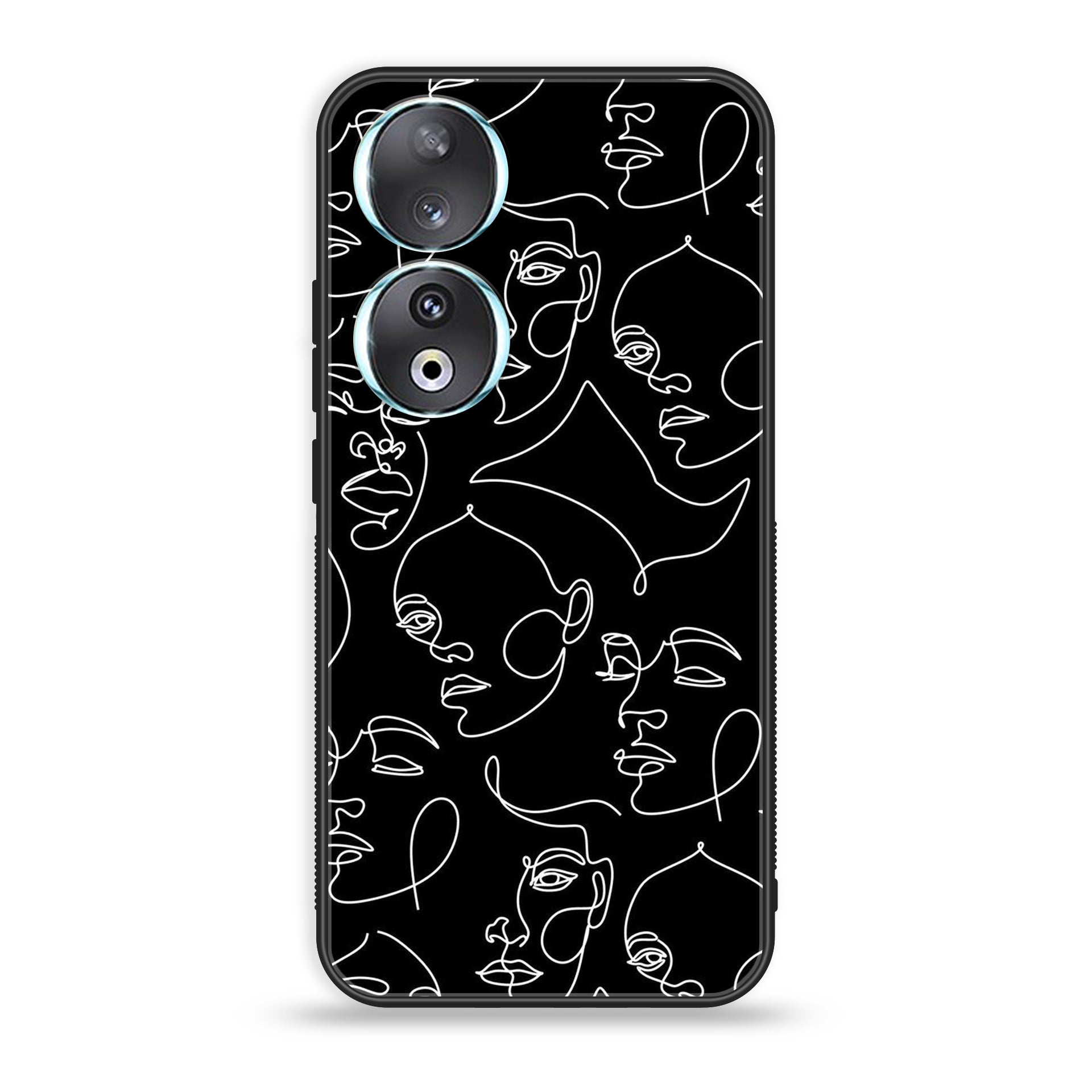 Huawei Honor 90 - Girls Line Art Series - Premium Printed Glass soft Bumper shock Proof Case