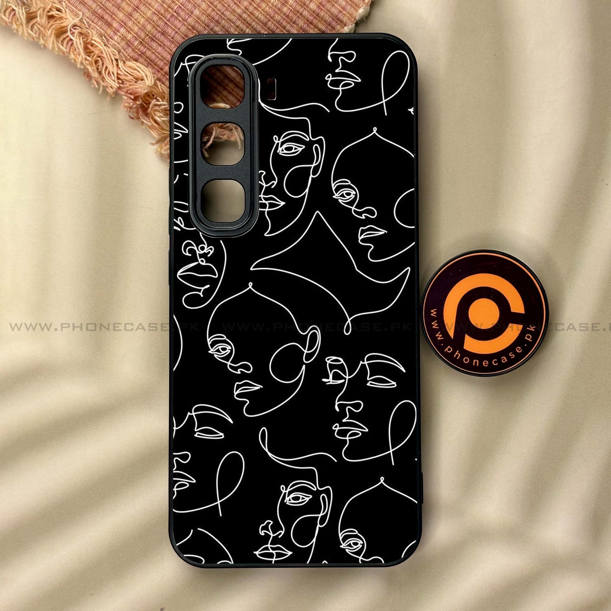 Infinix Hot 60 Pro - Girls Line Art Series - Premium Metal Printed soft Bumper shock Proof Case
