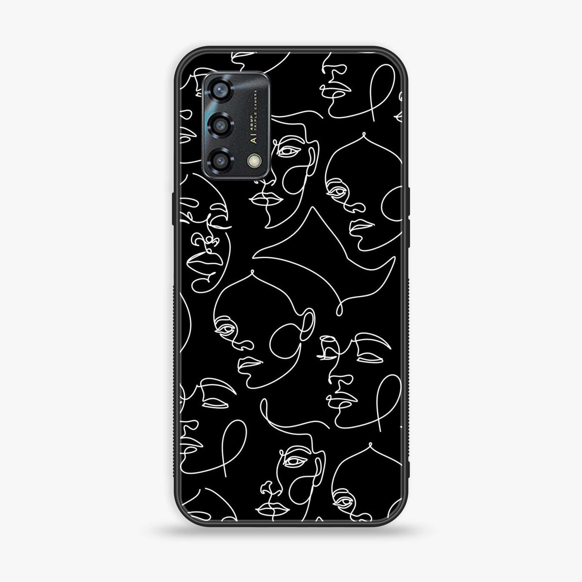 Oppo A95- Girl Line Art Series - Premium Printed Glass soft Bumper shock Proof Case