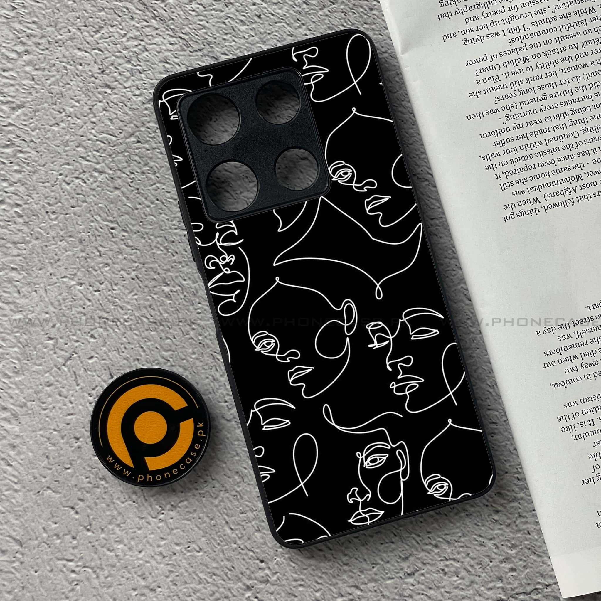 Infinix Note 30 Pro - Girls Line Art Series - Premium Metal Printed soft Bumper shock Proof Case