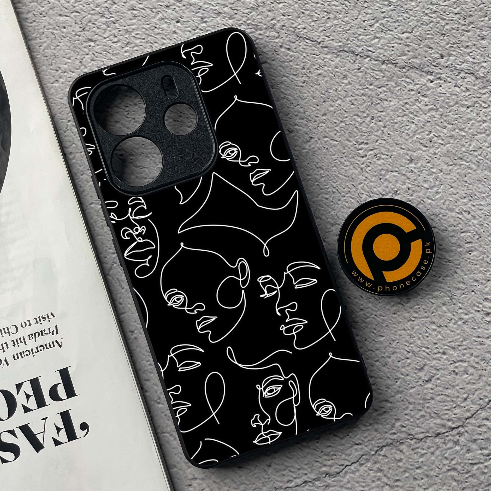 Xiaomi Redmi Note 14 - Girls Line Art Series - Premium Printed Glass soft Bumper shock Proof Case