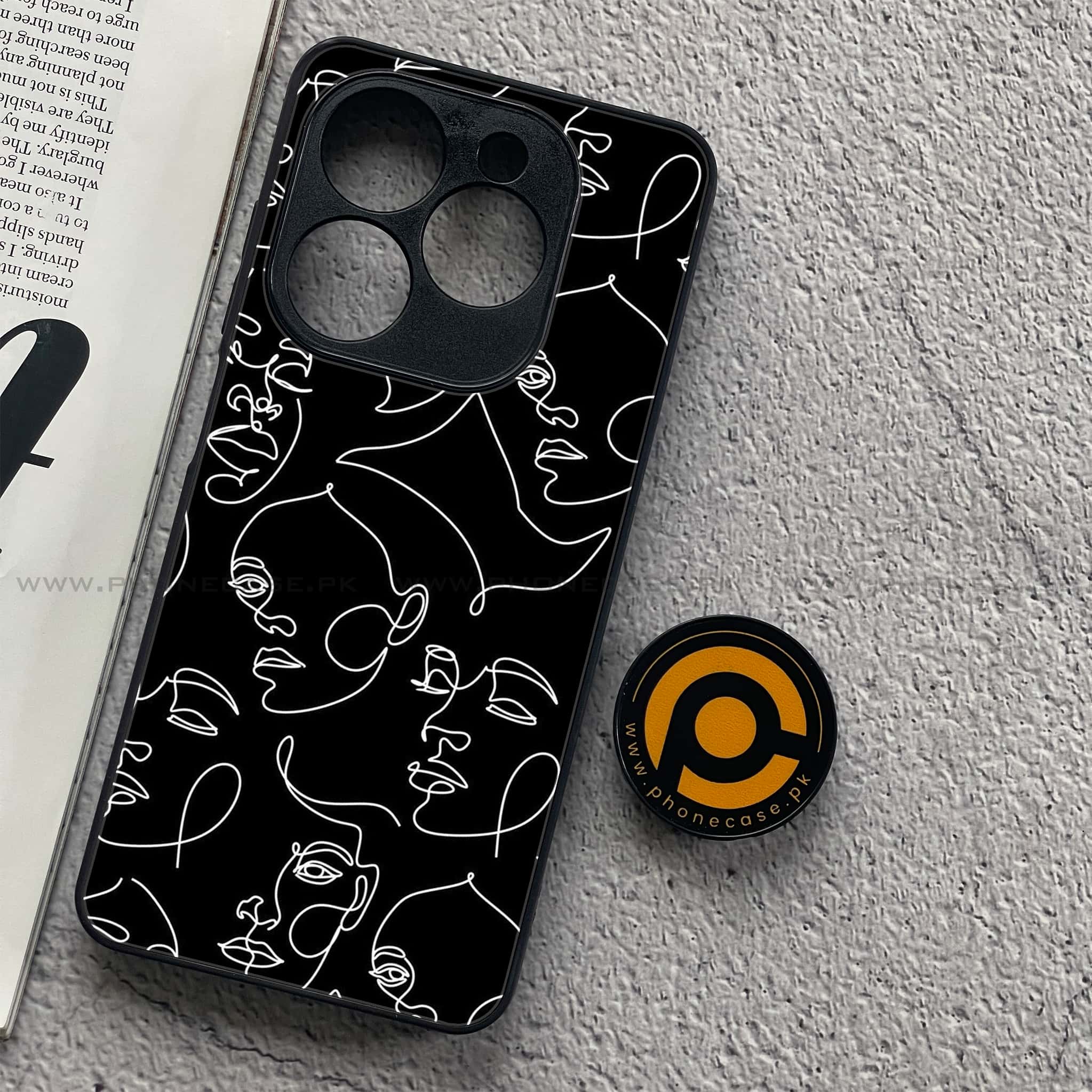 Infinix Smart 8 Pro - Girls Line Art Series - Premium Metal Printed soft Bumper shock Proof Case