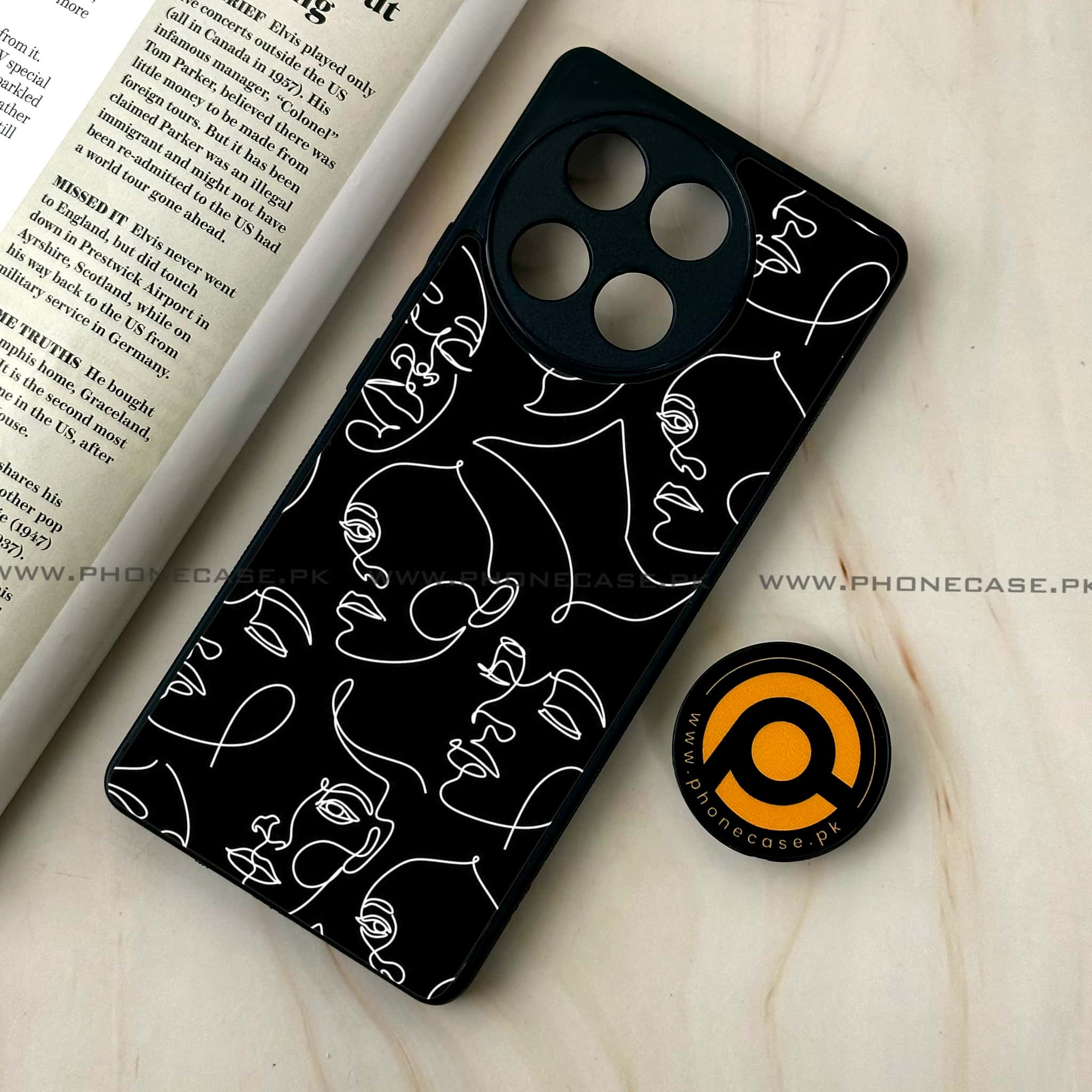 Tecno Camon 30s - Girls Line Art Series - Premium Metal Printed soft Bumper shock Proof Case