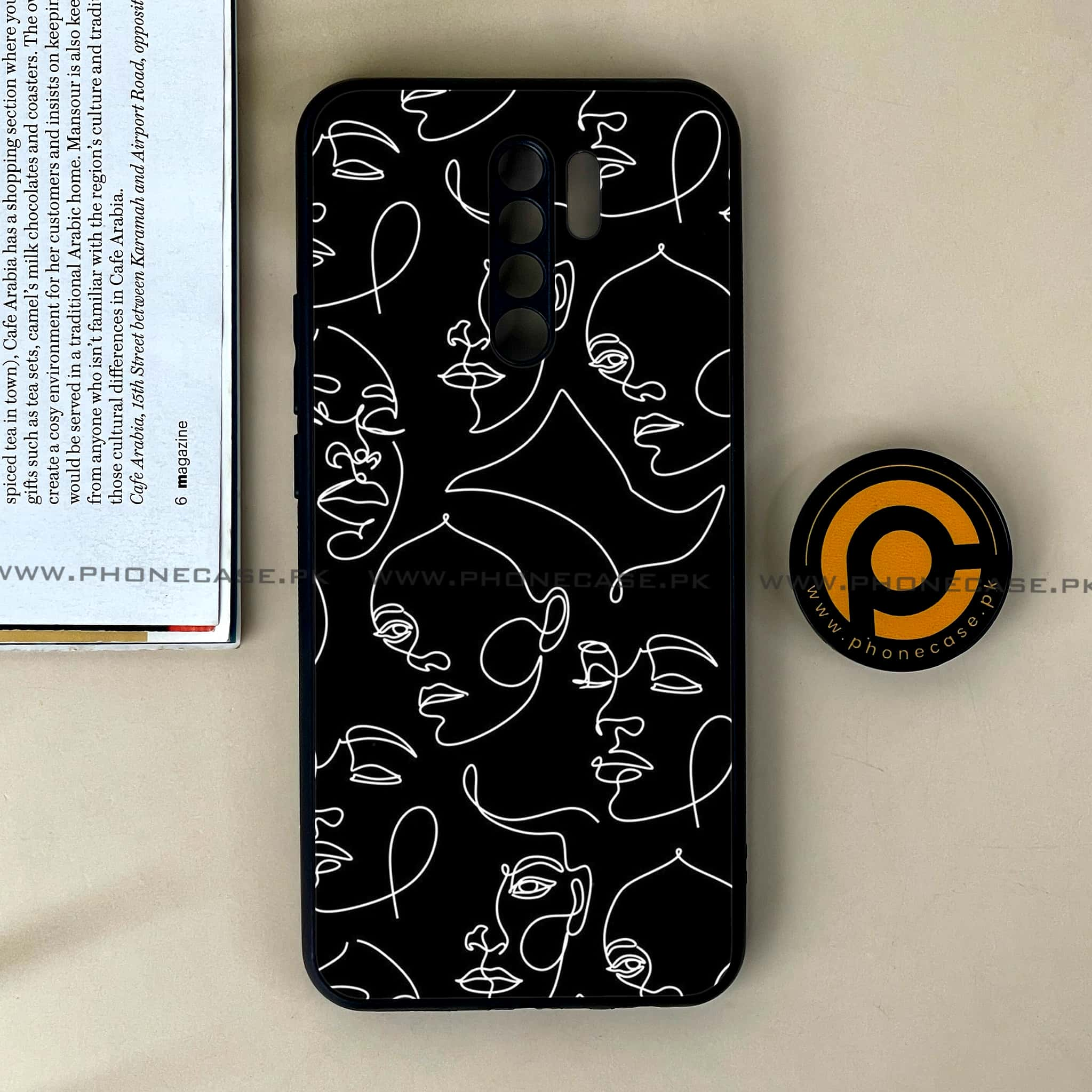 Xiaomi Redmi 9 - Girls Line Art Series - Premium Printed Glass soft Bumper shock Proof Case