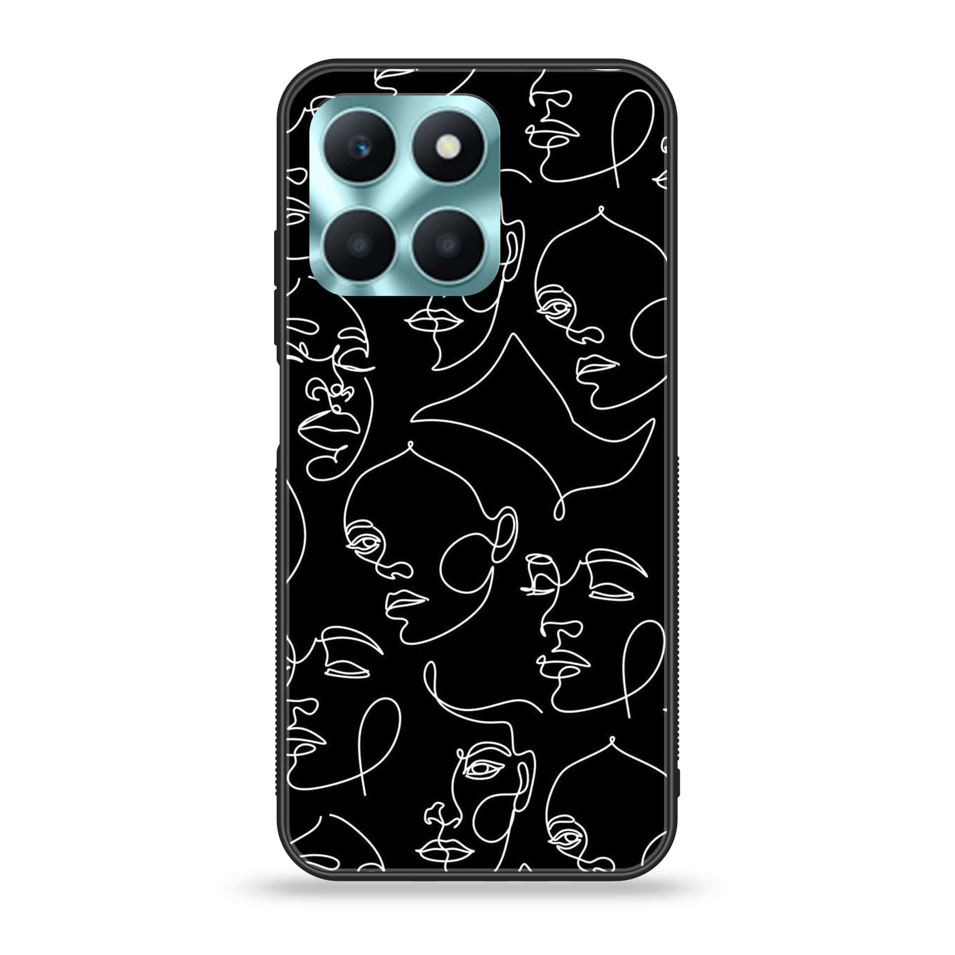 Honor X6a - Girls Line Art Series - Premium Printed Glass soft Bumper shock Proof Case