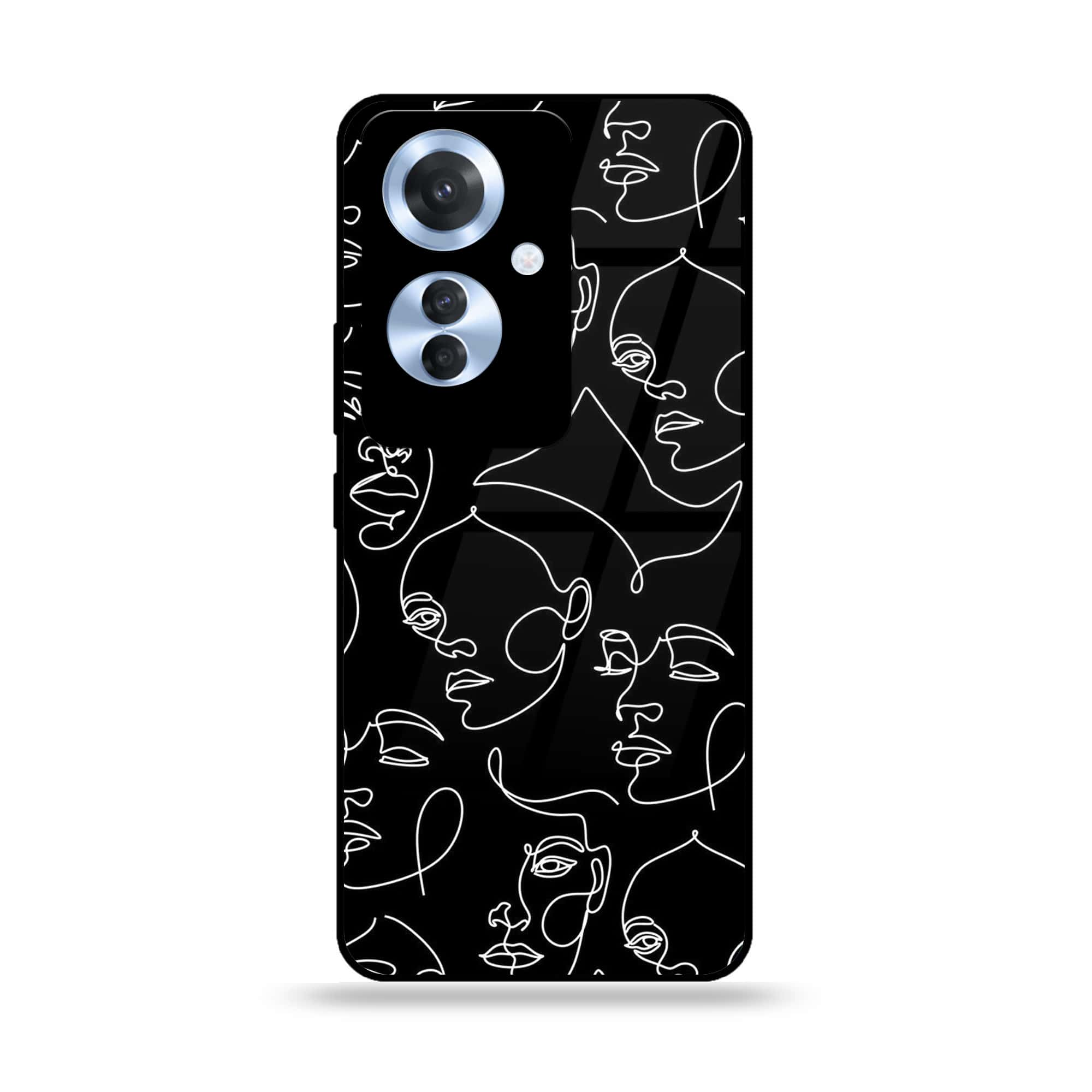 Oppo Reno 11F - Girls Line Art Series - Premium Printed Glass soft Bumper shock Proof Case