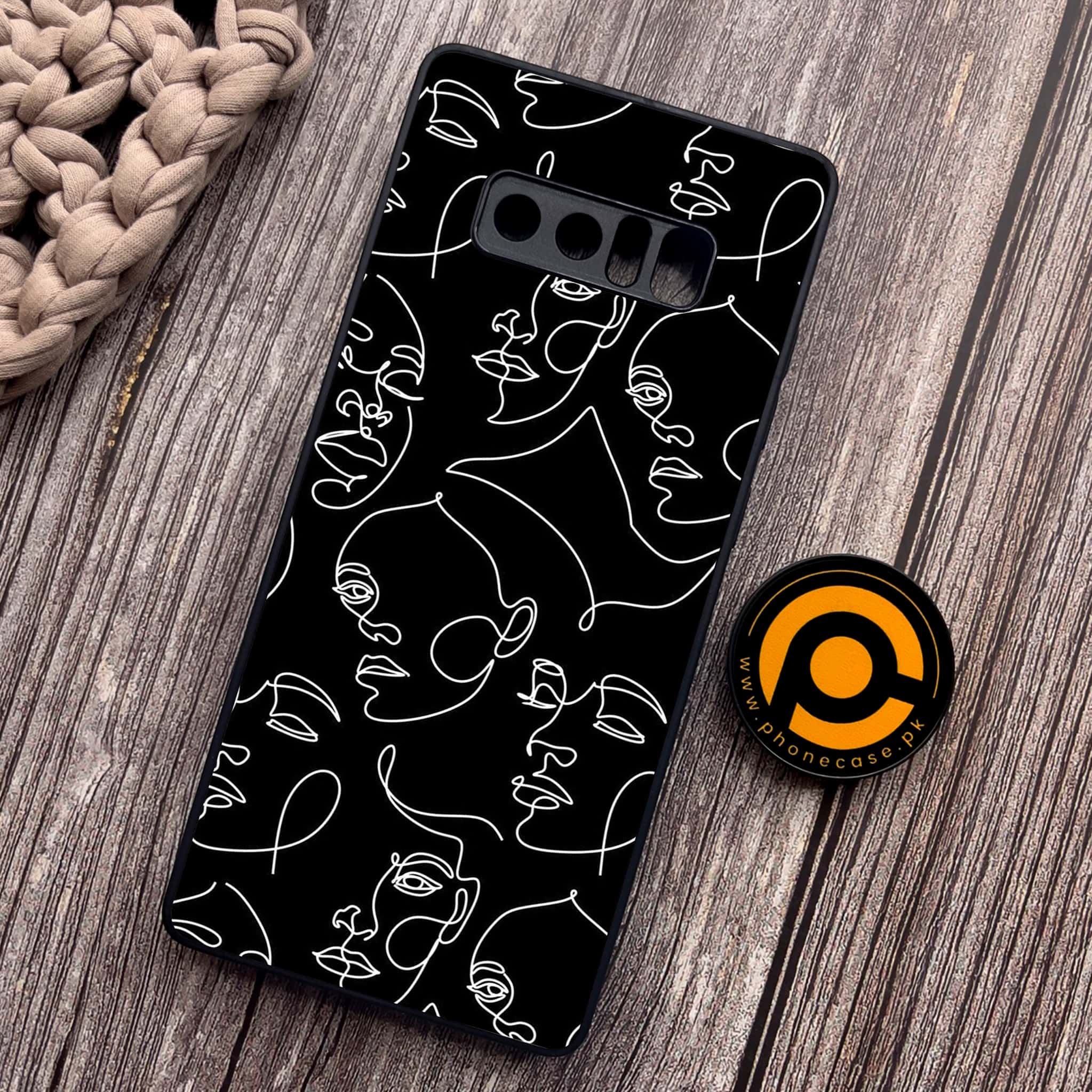 Samsung Galaxy Note 8 Girl line Art  Series Premium Metal Printed soft Bumper shock Proof Case