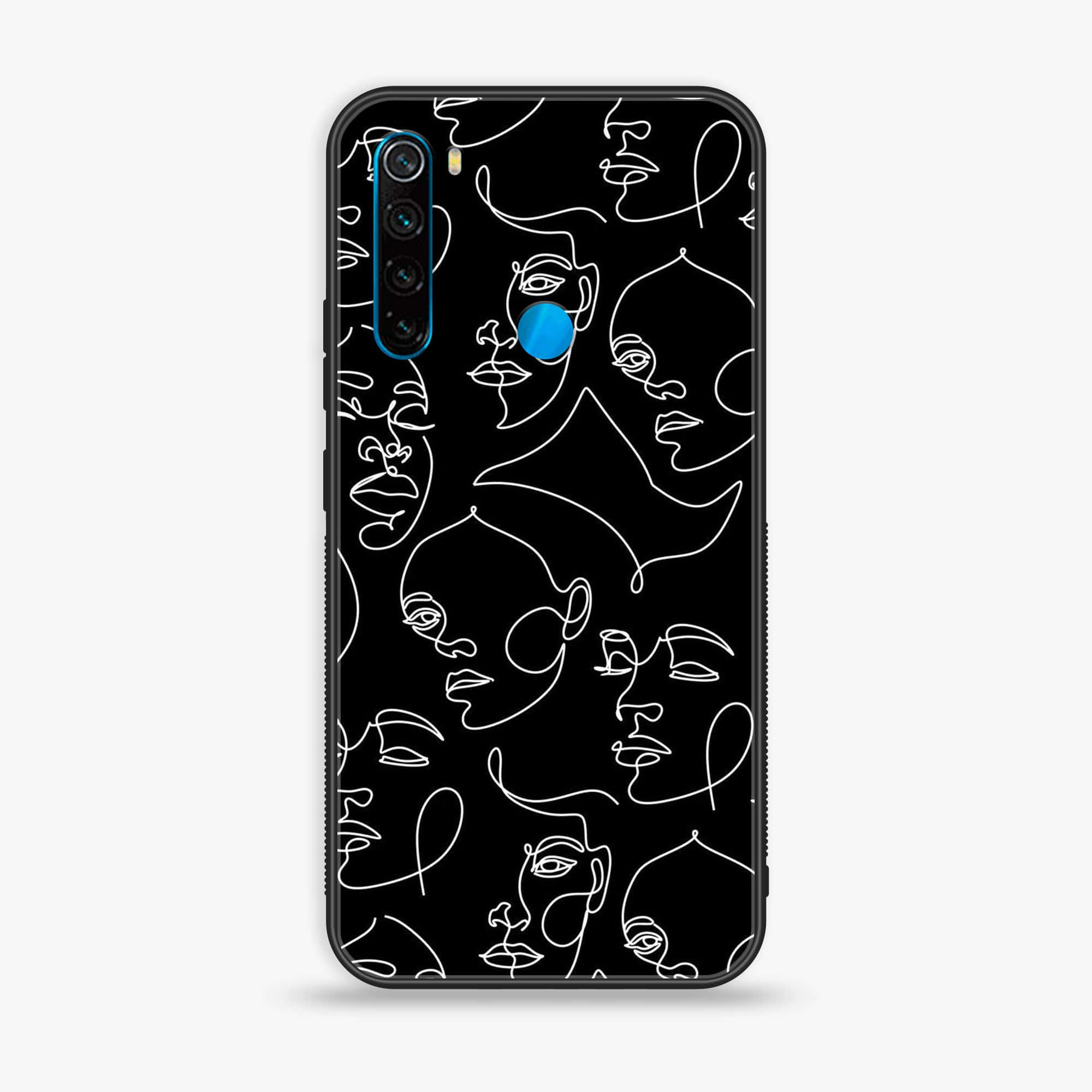 Redmi Note 8 - Girls Line Art Series - Premium Printed Glass soft Bumper shock Proof Case