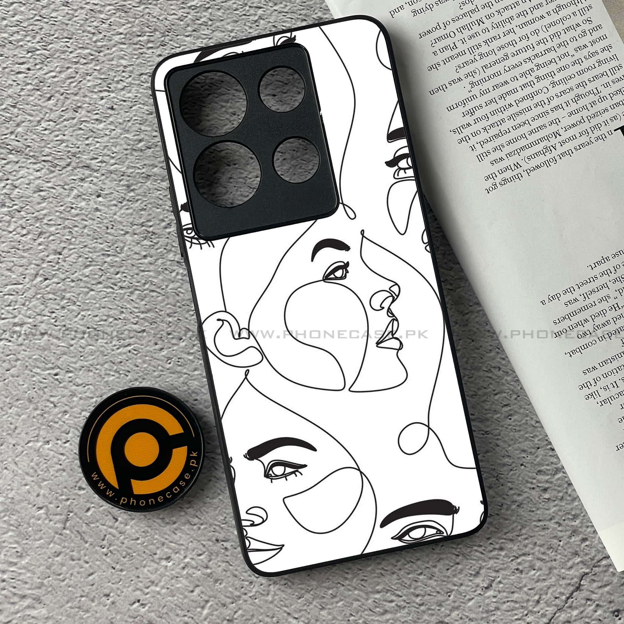 Infinix Note 30 - Girls Line Art Series - Premium Printed Glass soft Bumper shock Proof Case