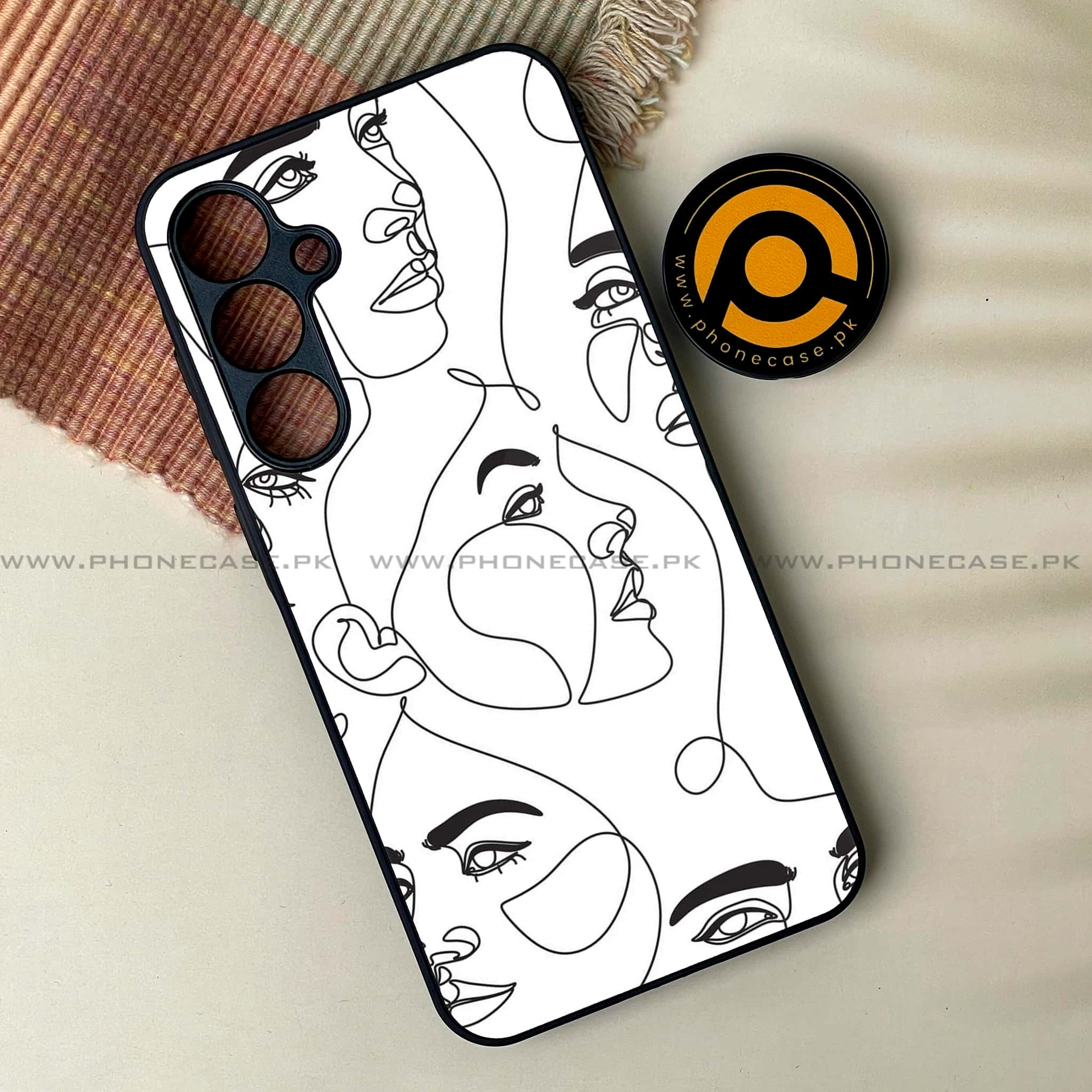 Galaxy A35 5G - Girl Line Art Series - Premium Printed Glass soft Bumper shock Proof Case