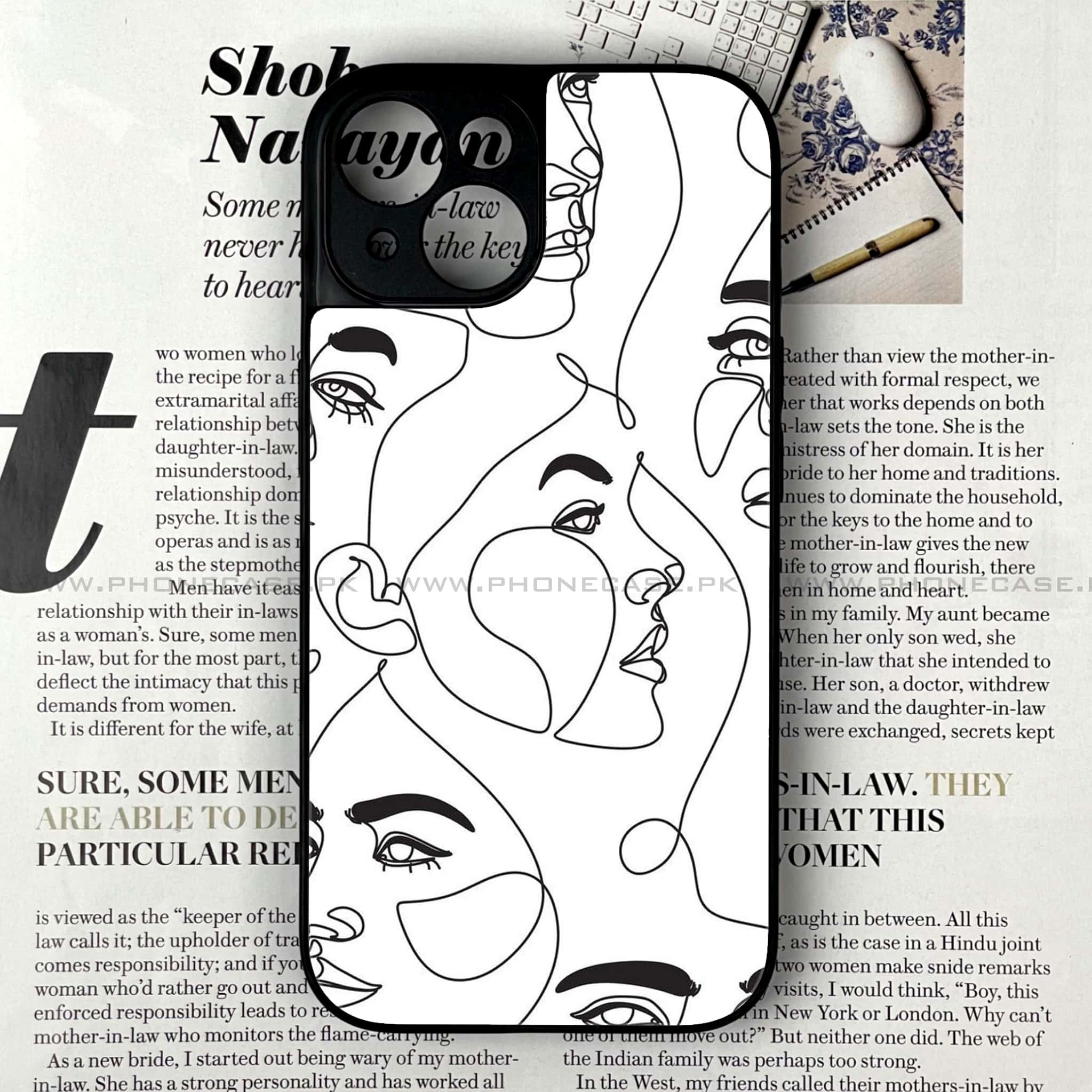 iPhone 13 - Girl Line Art Series - Premium Printed Glass soft Bumper shock Proof Case