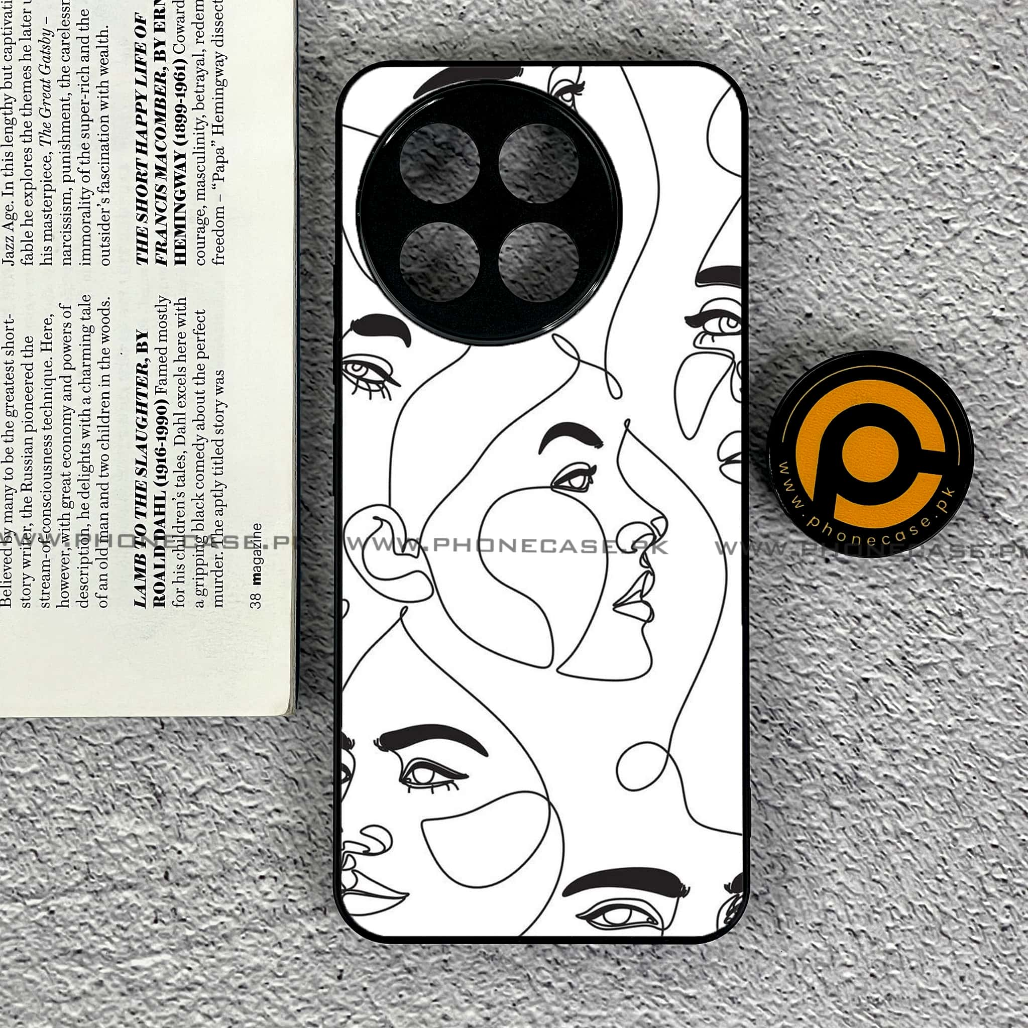 Tecno Spark 30 Pro - Girls Line Art Series - Premium Printed Glass soft Bumper shock Proof Case