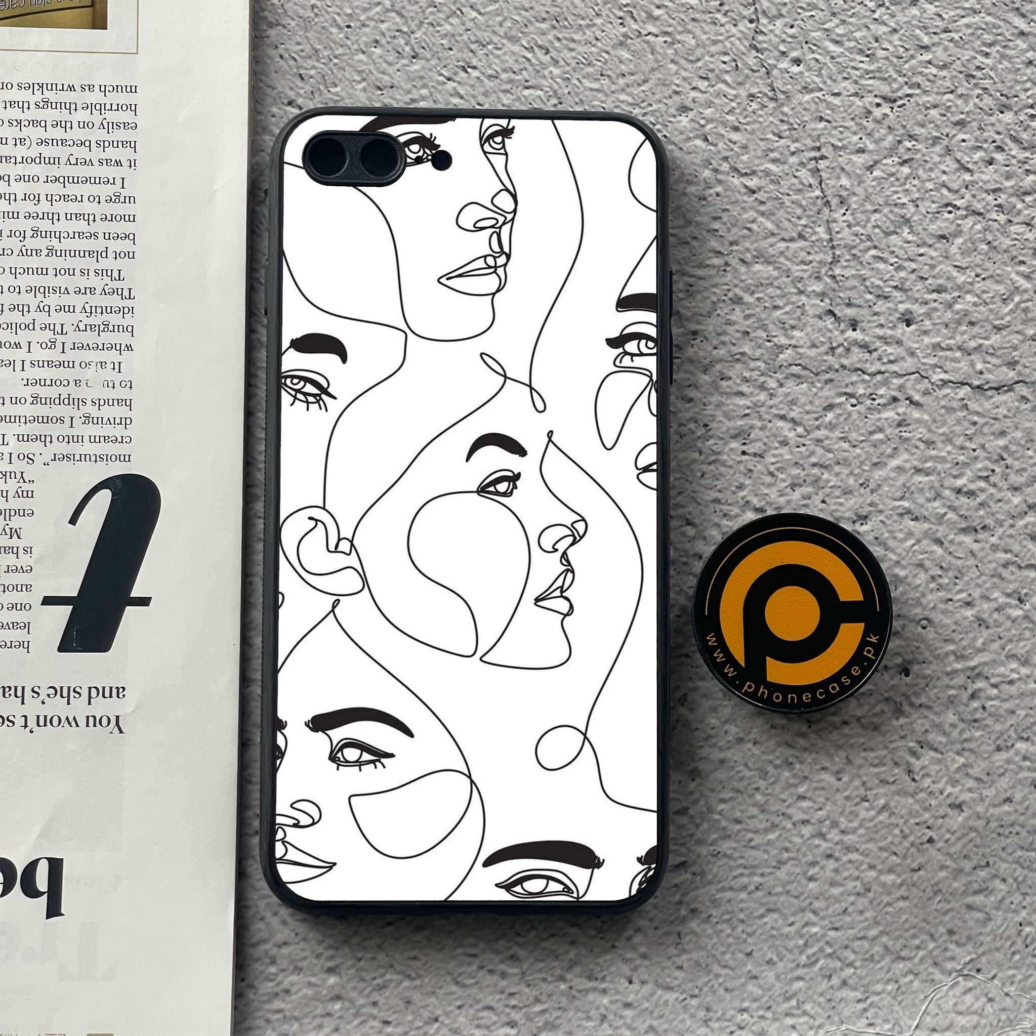 iPhone 7Plus  - Girl Line Art Series - Premium Printed Glass soft Bumper shock Proof Case