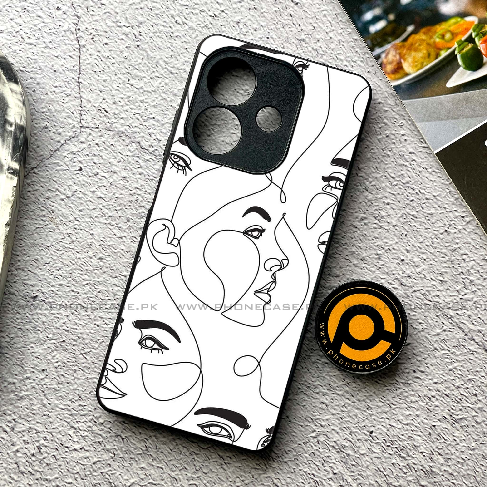 Oppo A3x - Girls Line Art Series - Premium Printed Glass soft Bumper shock Proof Case