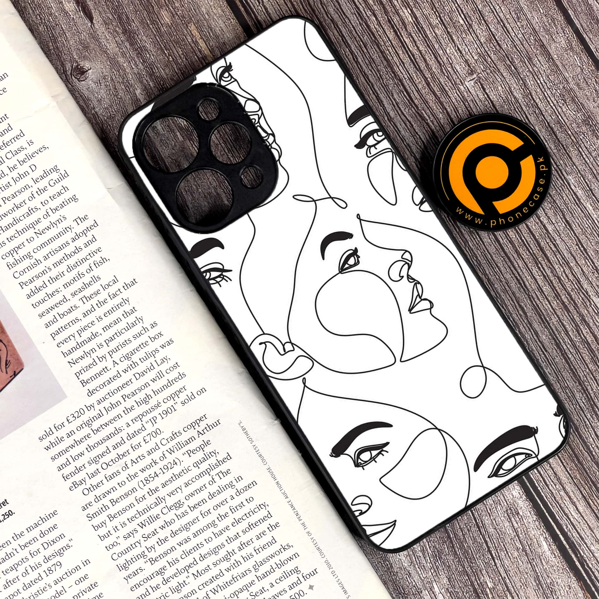 Xiaomi Redmi 12 - Girls Line Art Series - Premium Printed Glass soft Bumper shock Proof Case