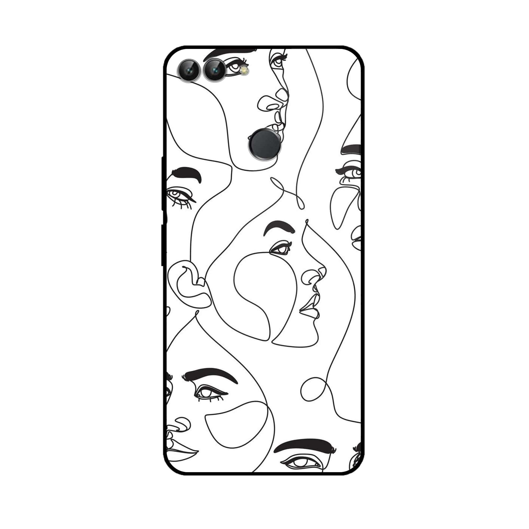 Huawei P Smart - Girls Line Art Series - Premium Printed Glass soft Bumper shock Proof Case