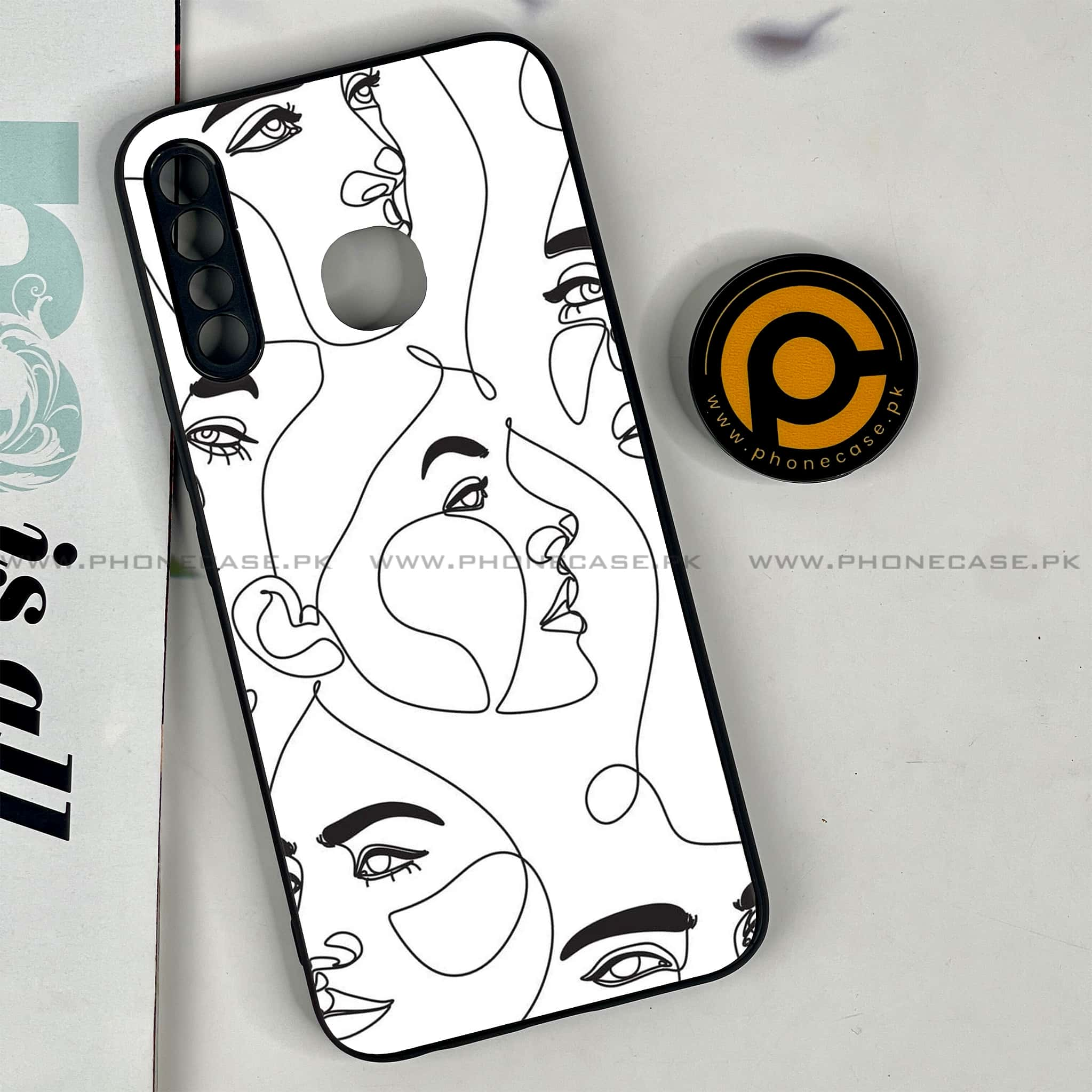 Infinix Hot 8 Lite - Girls Line Art Series - Premium Printed Glass soft Bumper shock Proof Case