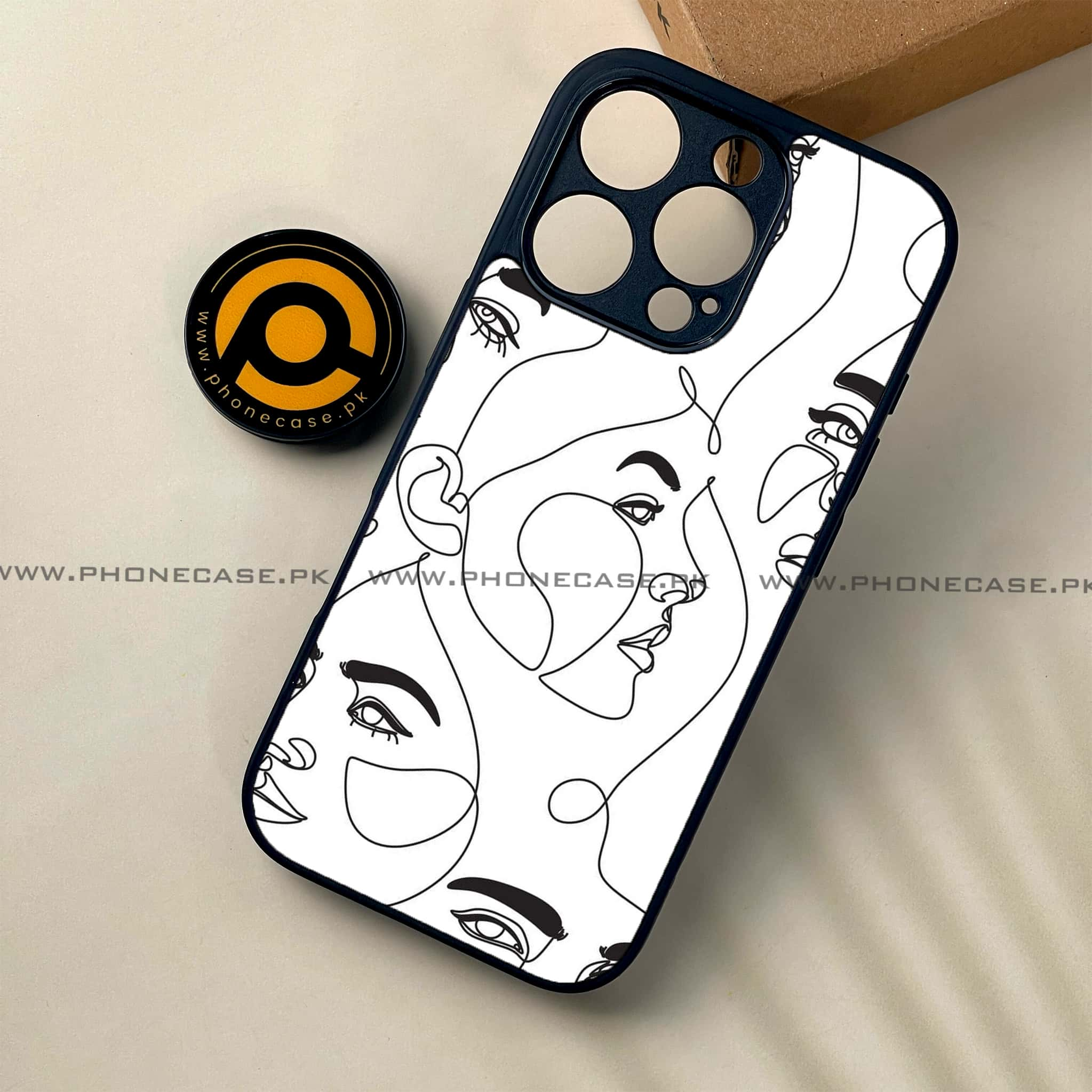 iPhone 16 Pro - Girls Line Art Series - Premium Printed Glass soft Bumper shock Proof Case