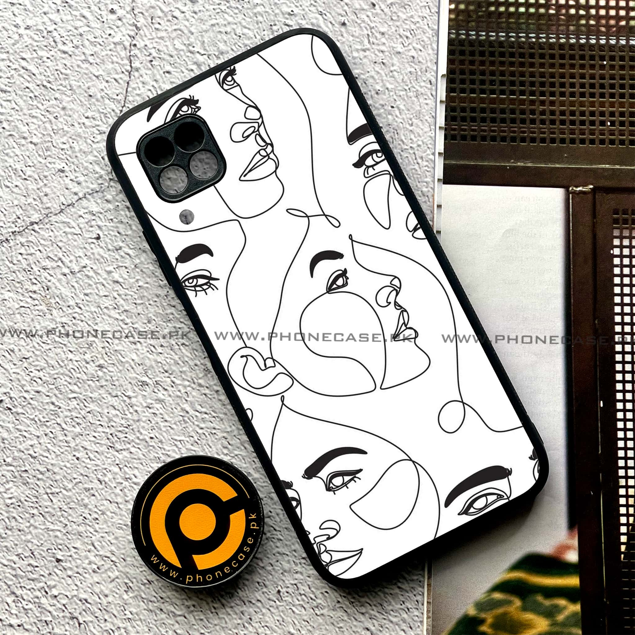 Huawei P40 Lite - Girls Line Art Series - Premium Printed Glass soft Bumper shock Proof Case