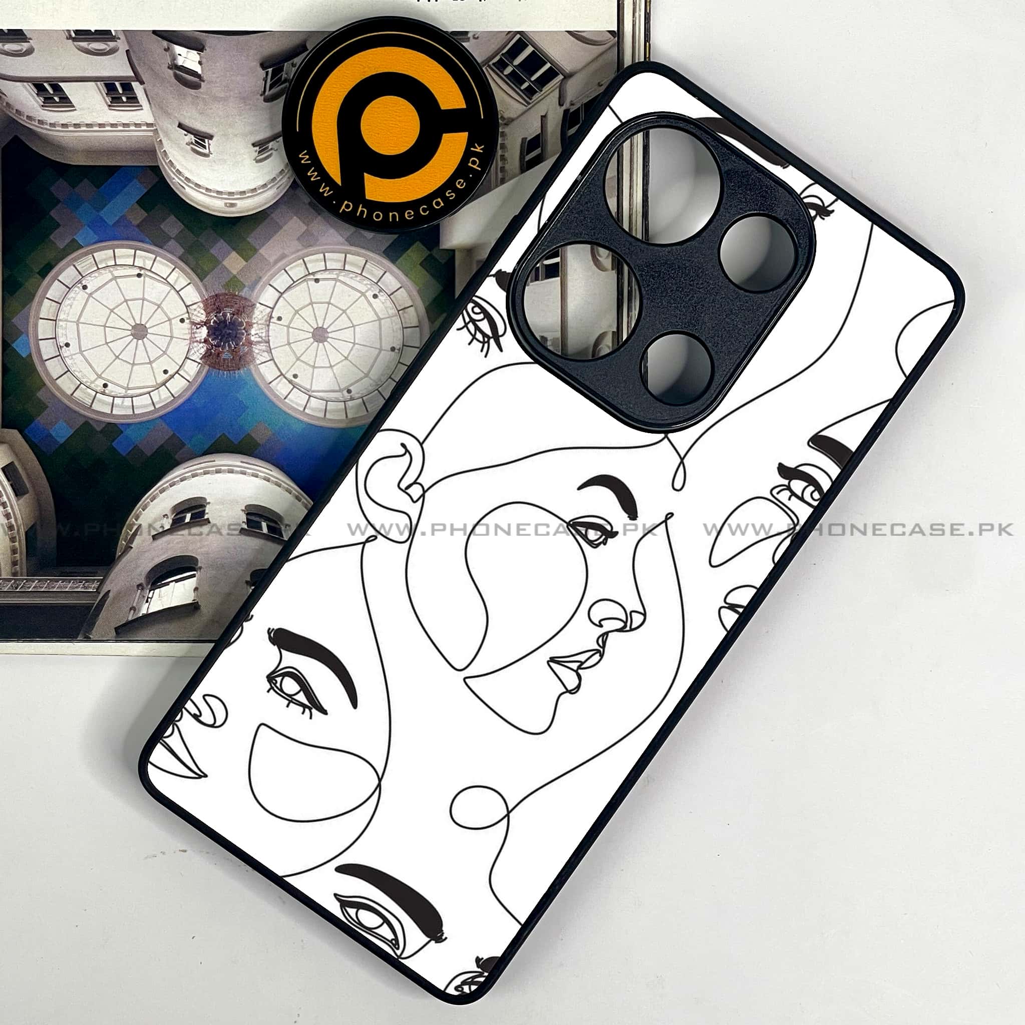 Redmi Note 13 Pro 4G - Girls Line Art - Premium Metal Printed soft Bumper shock Proof Case