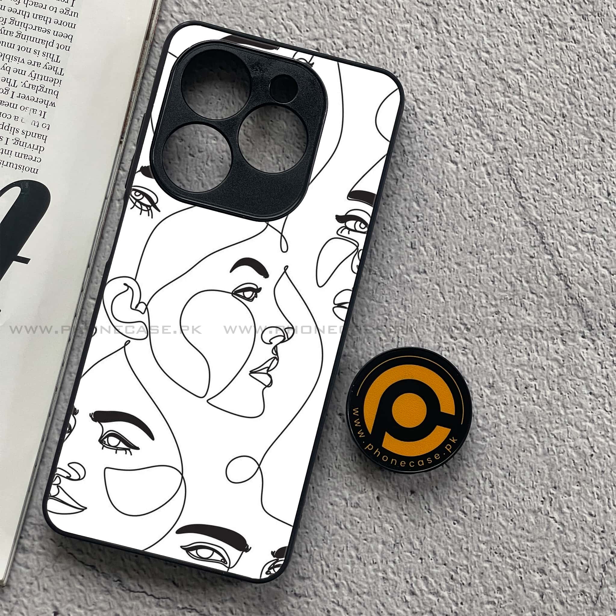 Infinix Smart 8 Pro - Girls Line Art Series - Premium Metal Printed soft Bumper shock Proof Case