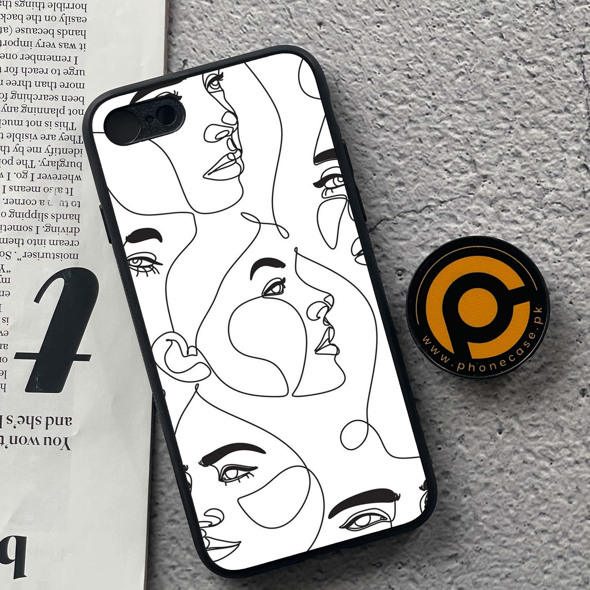 iPhone 7 / 8 - Girls Line Art Series - Premium Printed Glass soft Bumper shock Proof Case
