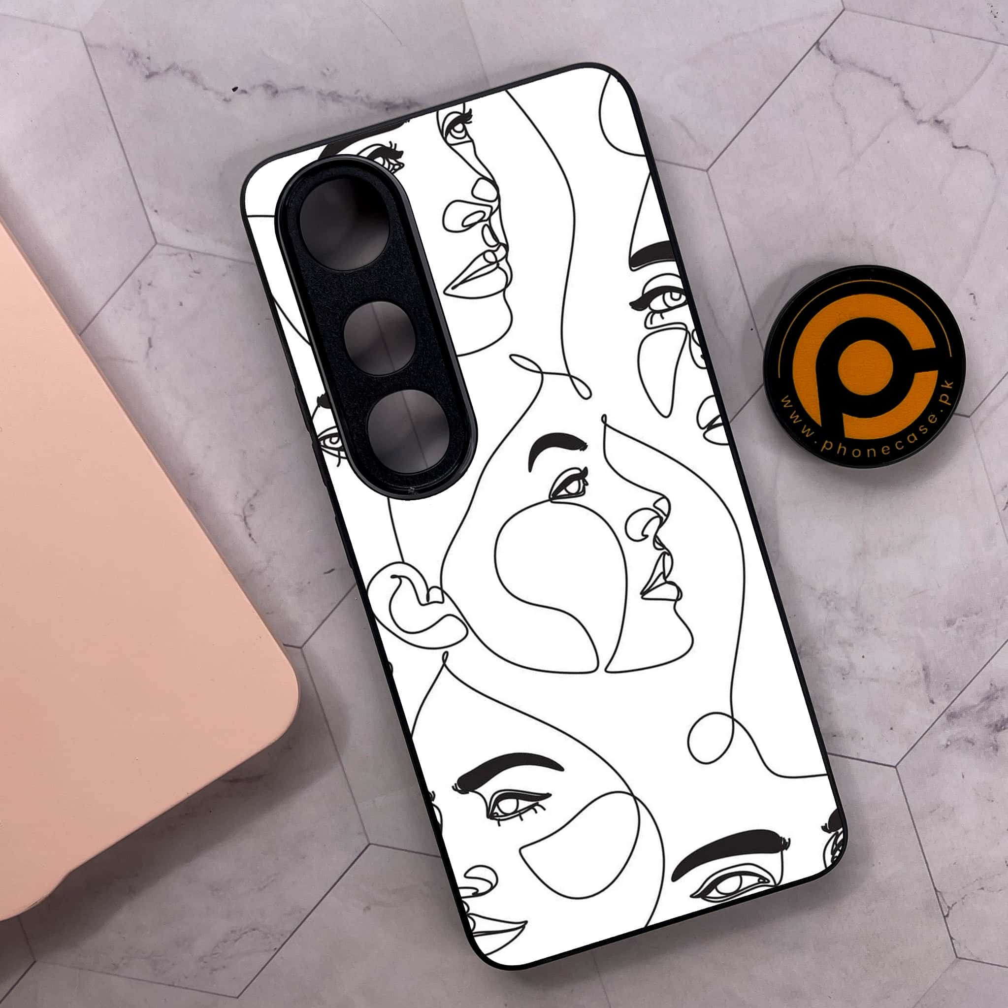 Vivo V50 Lite - Girls Line Art Series - Premium Metal Printed soft Bumper shock Proof Case